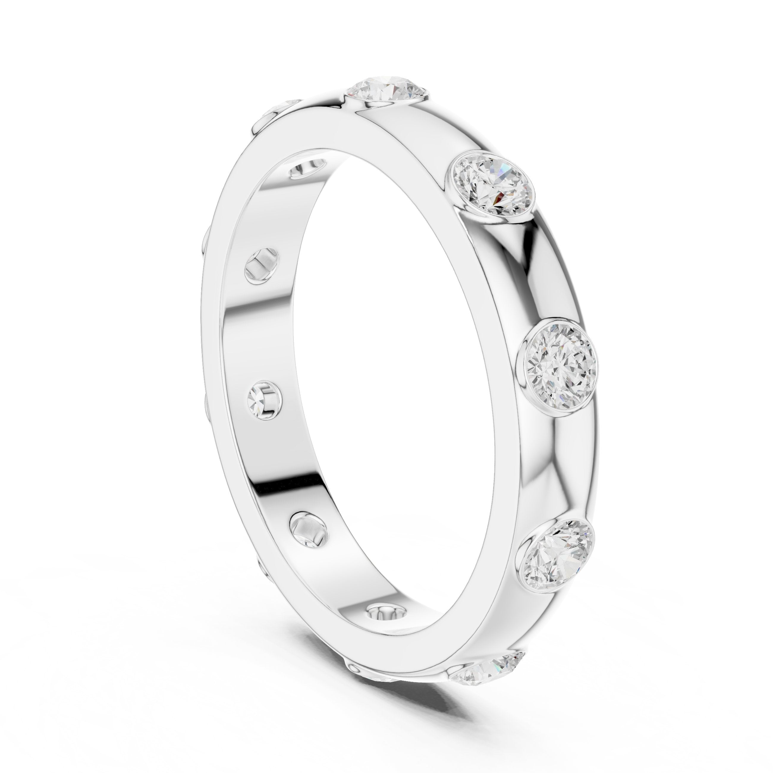 Round Diamond Studded Eternity Band in White Gold - VYKA Diamonds