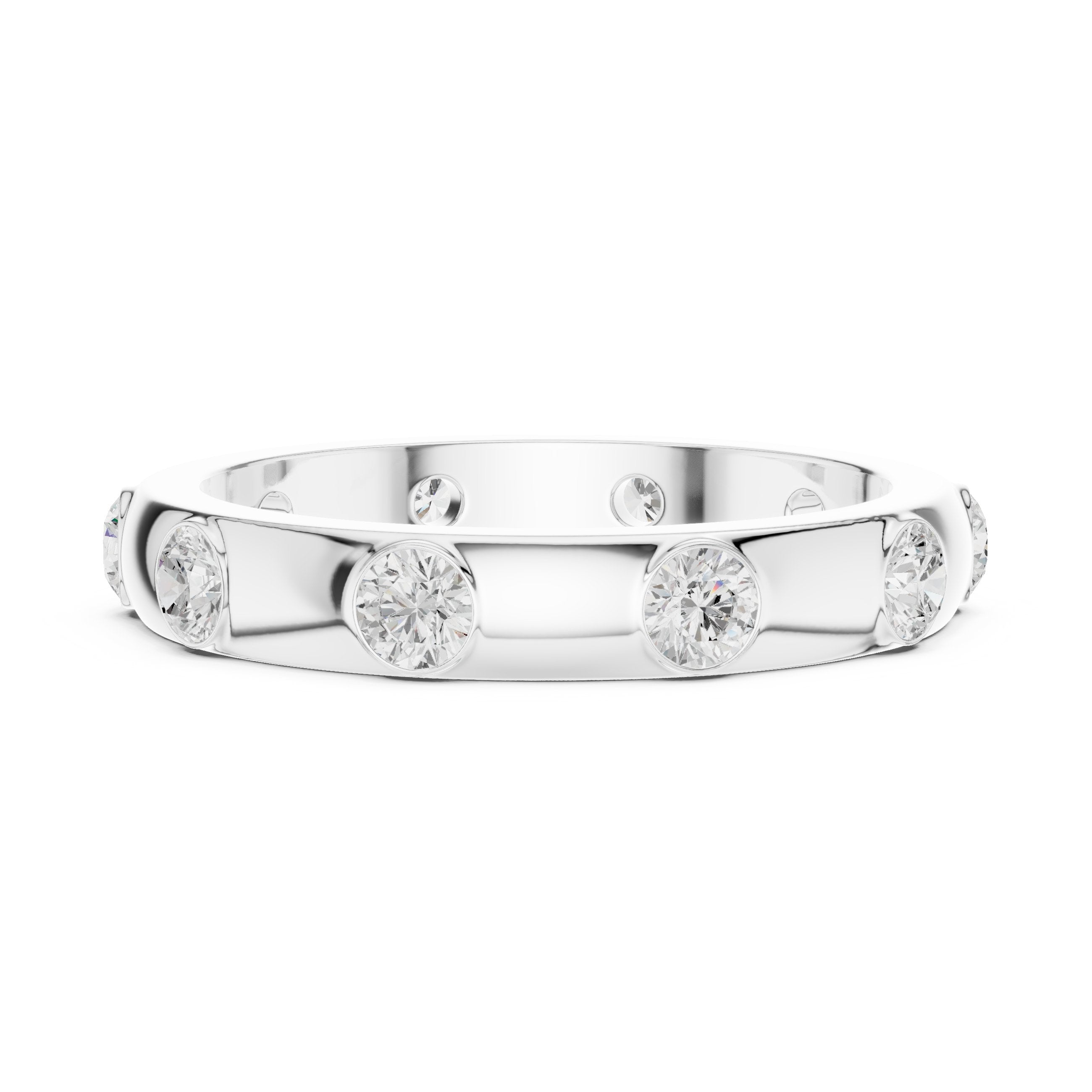 Round Diamond Studded Eternity Band in White Gold - VYKA Diamonds