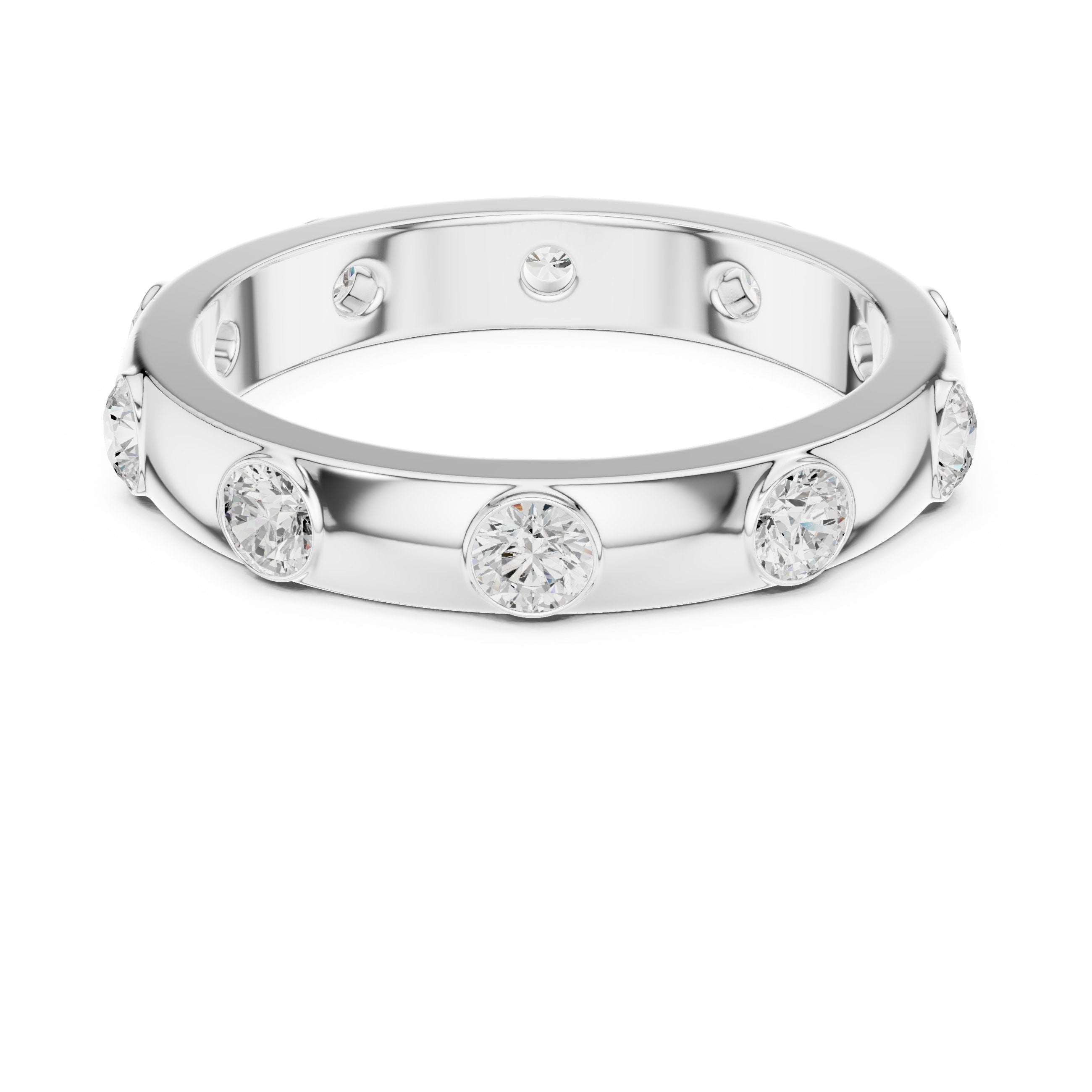 Round Diamond Studded Eternity Band in White Gold - VYKA Diamonds
