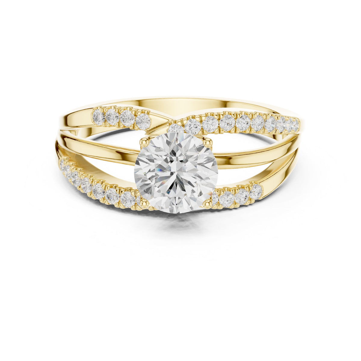 Round Diamond Engagement Ring with Half Eternity Claw Set Band
