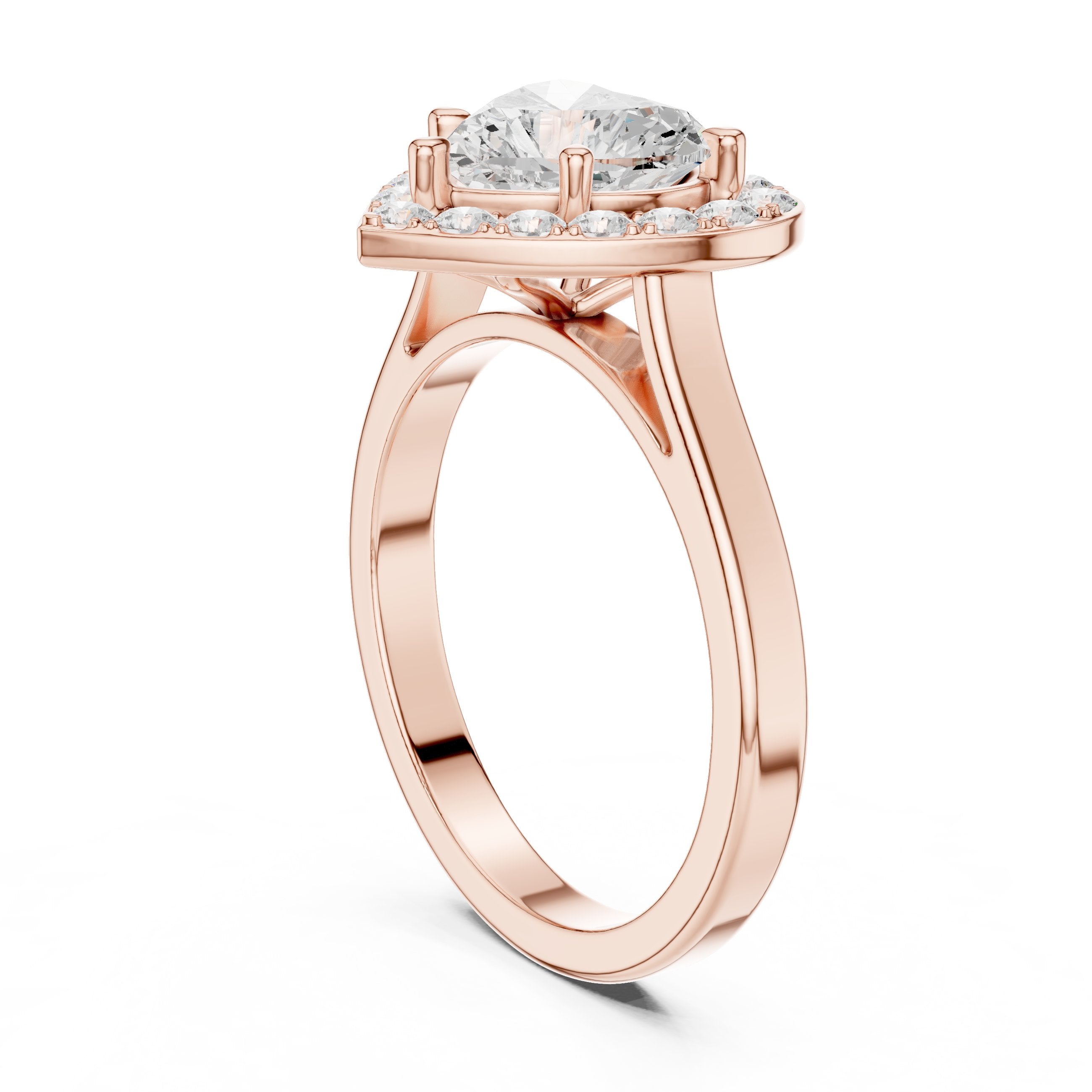 Heart Diamond Halo Engagement Ring in Rose Gold - VYKA Diamonds