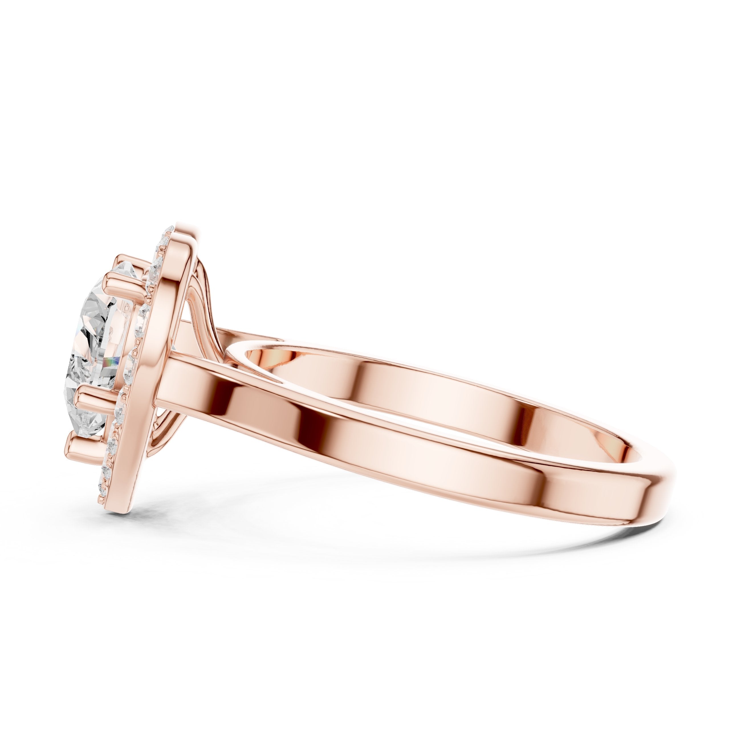 Heart Diamond Halo Engagement Ring in Rose Gold - VYKA Diamonds