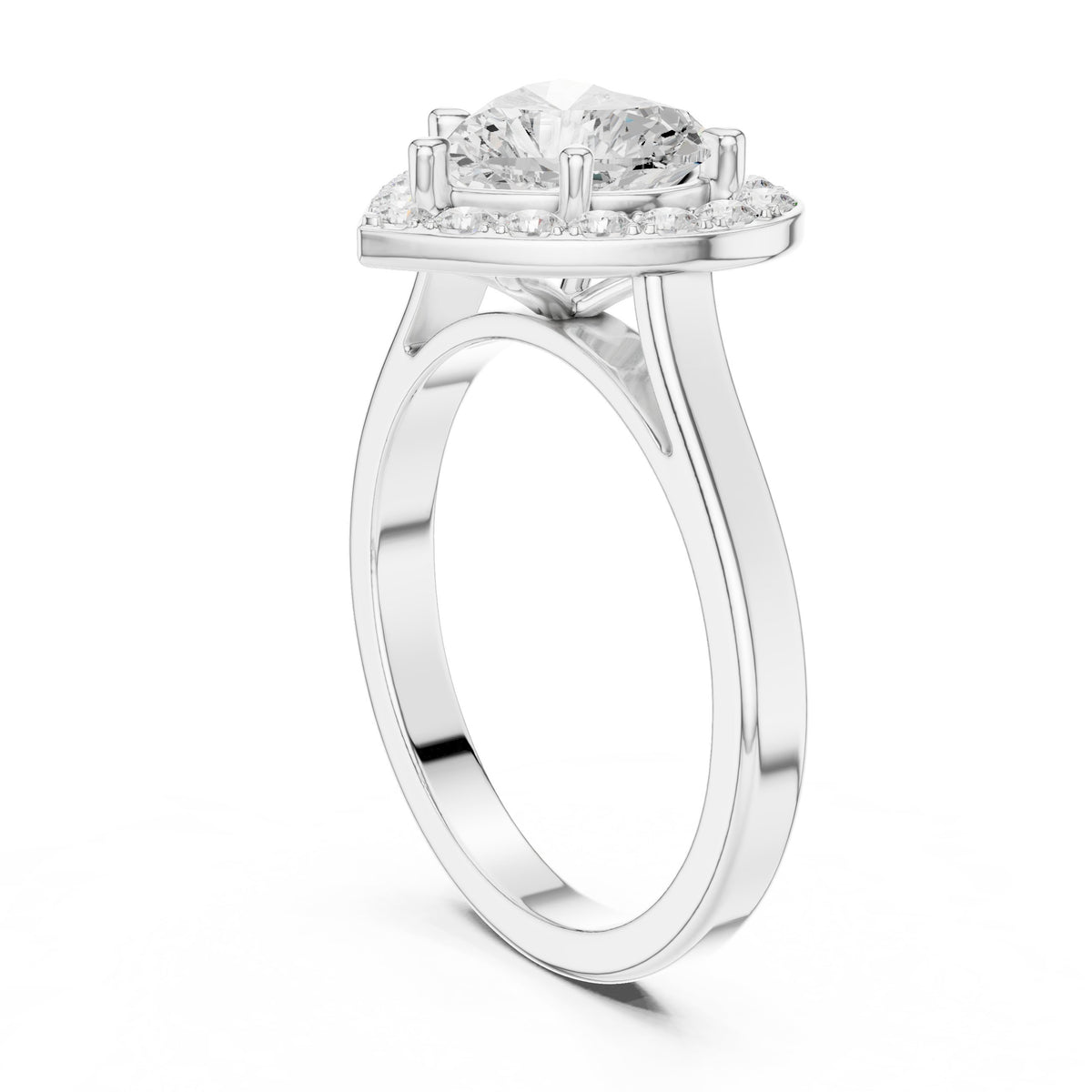 Heart Diamond Halo Engagement Ring