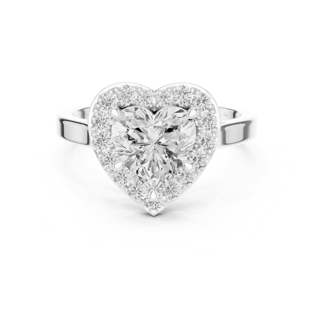 Heart Diamond Halo Engagement Ring