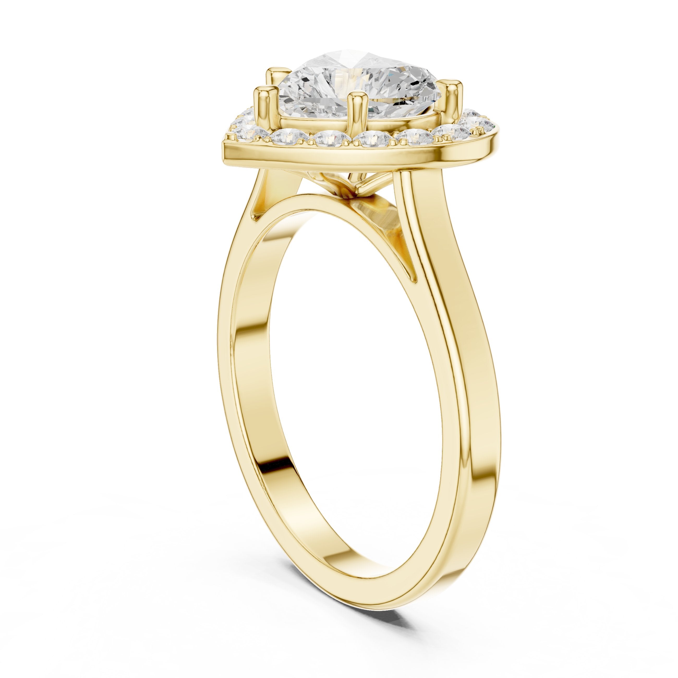 Heart Diamond Halo Engagement Ring in Yellow Gold - VYKA Diamonds