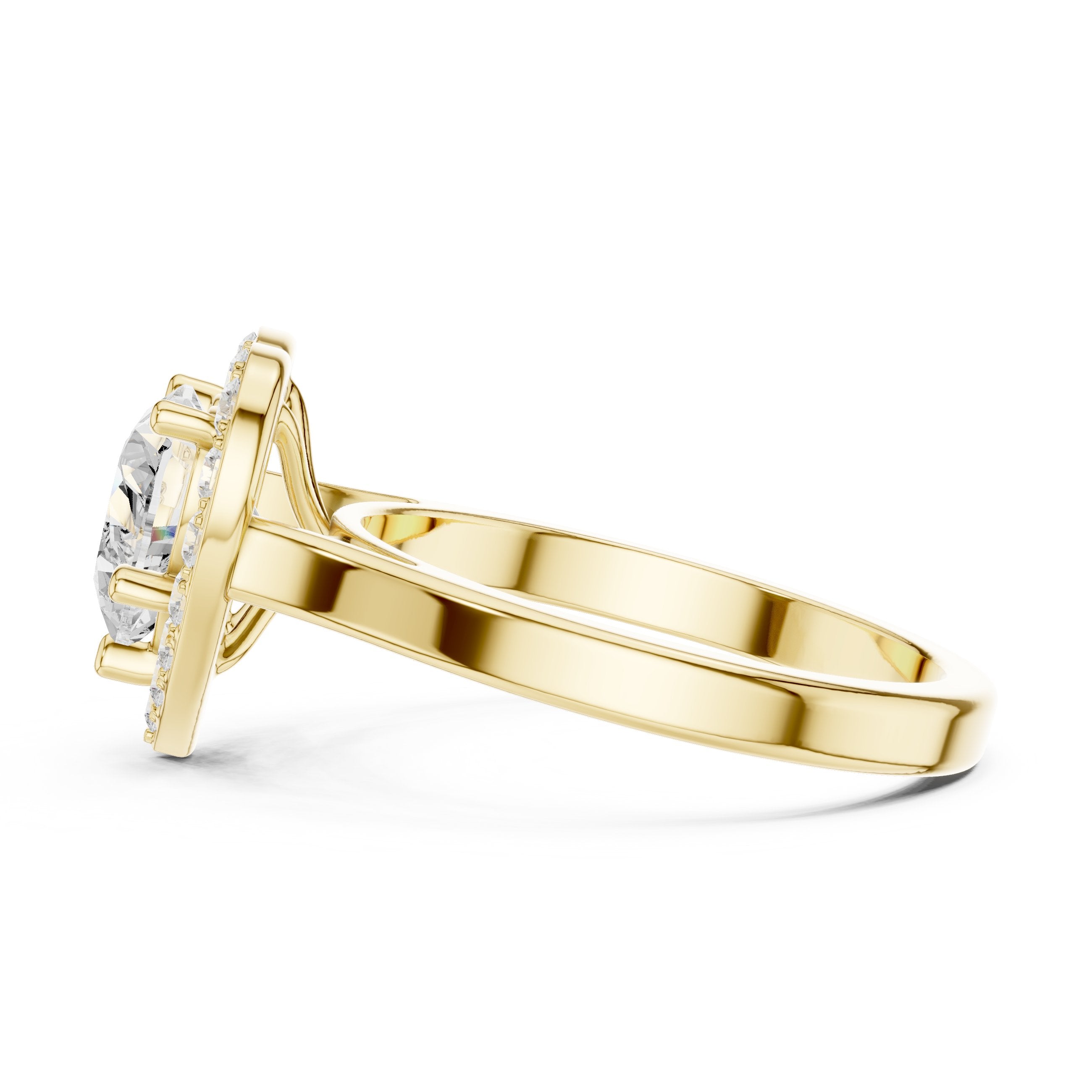 Heart Diamond Halo Engagement Ring in Yellow Gold - VYKA Diamonds