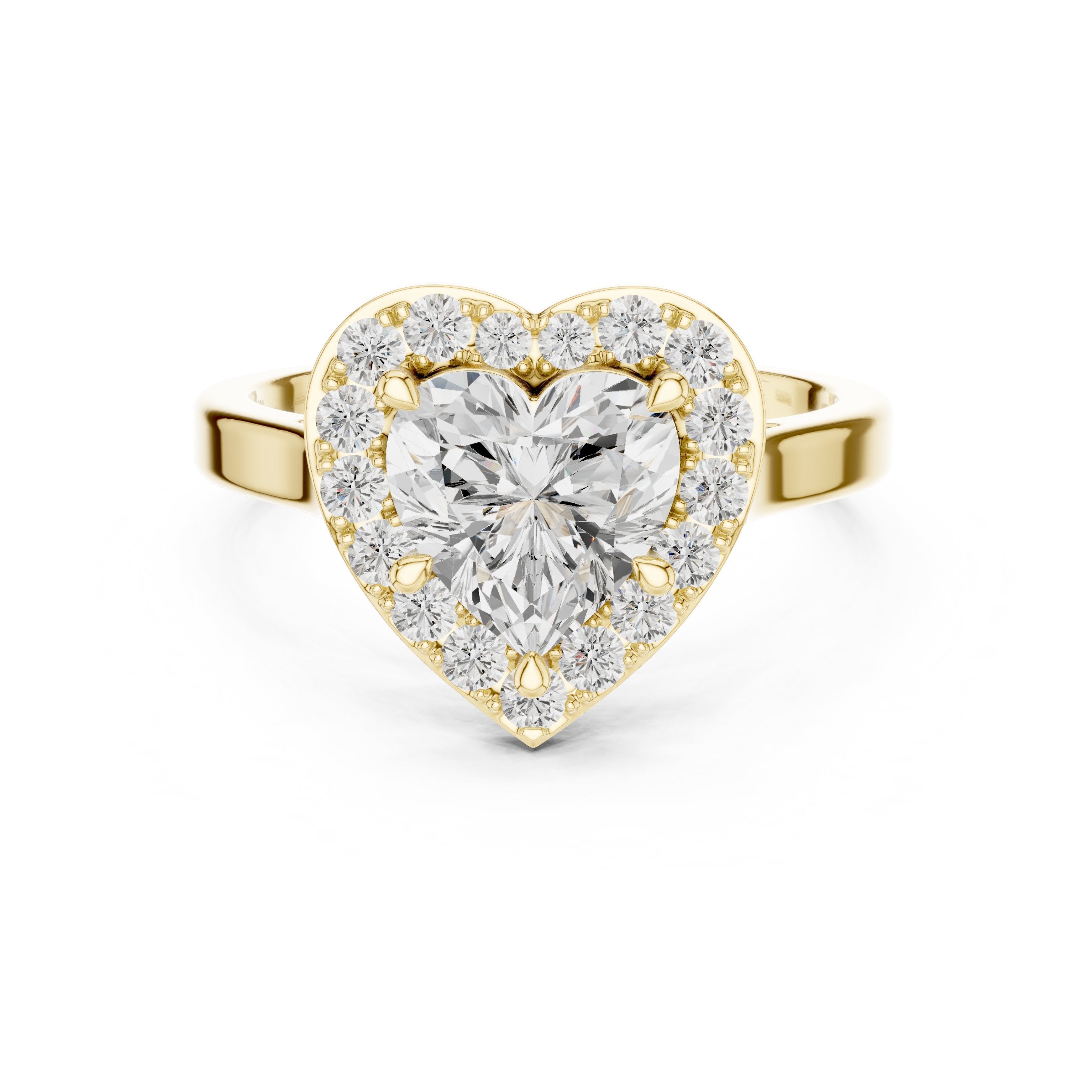 Heart Diamond Halo Engagement Ring in Yellow Gold - VYKA Diamonds