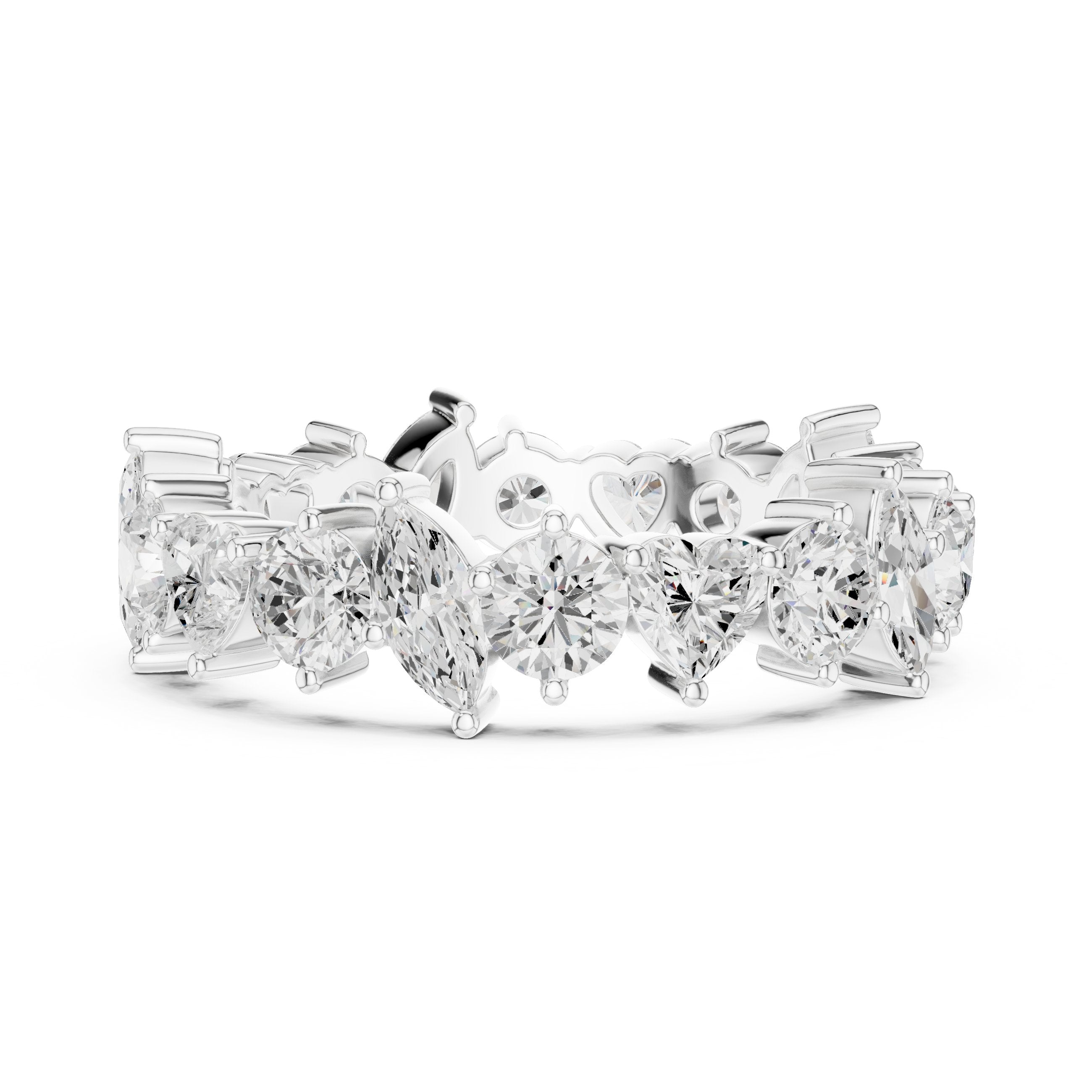 Mixed Shape Diamond Eternity Band with Marquise, Round and Heart Cuts in White Gold - VYKA Diamonds