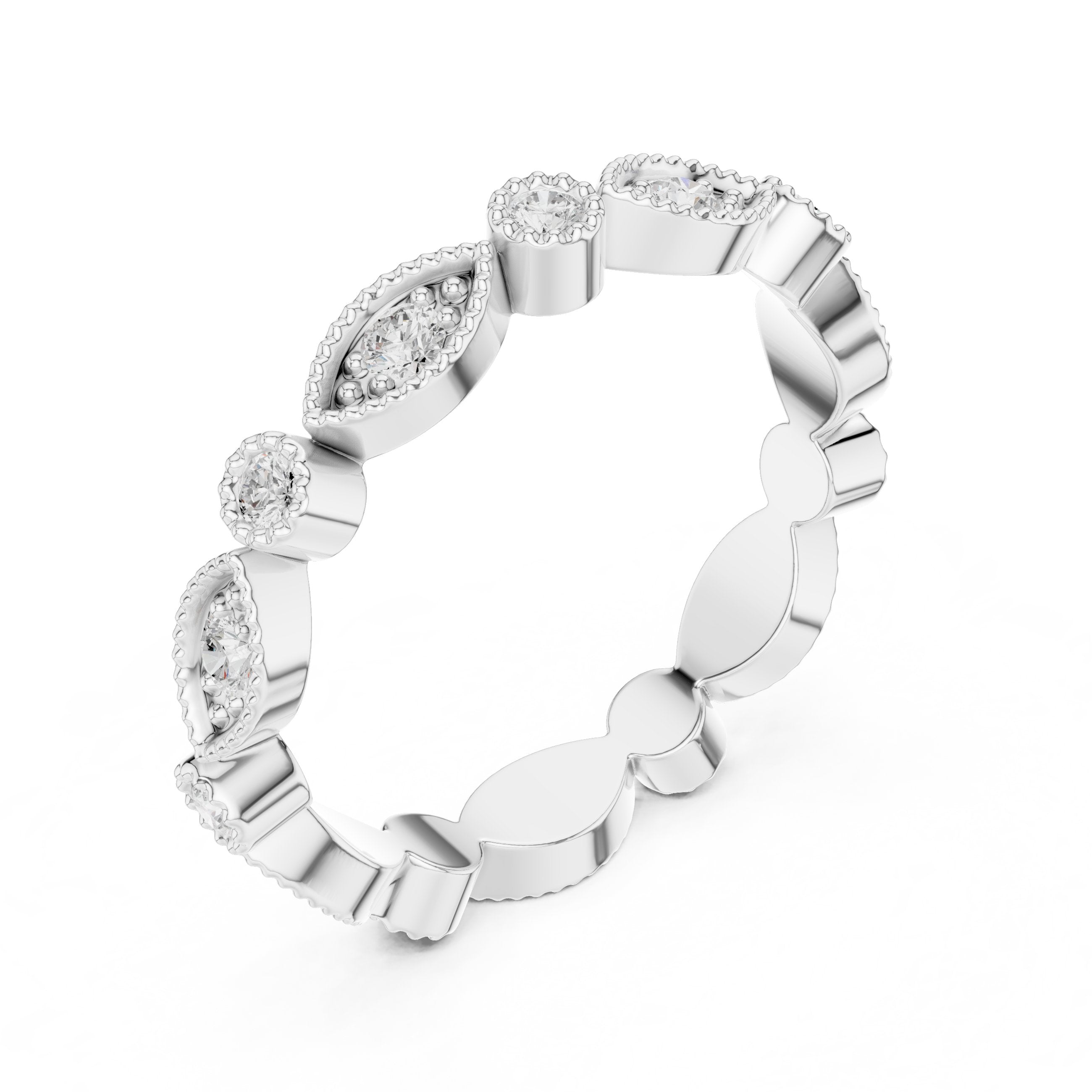 Frosted Geometric Diamond Engagement Ring in White Gold - VYKA Diamonds