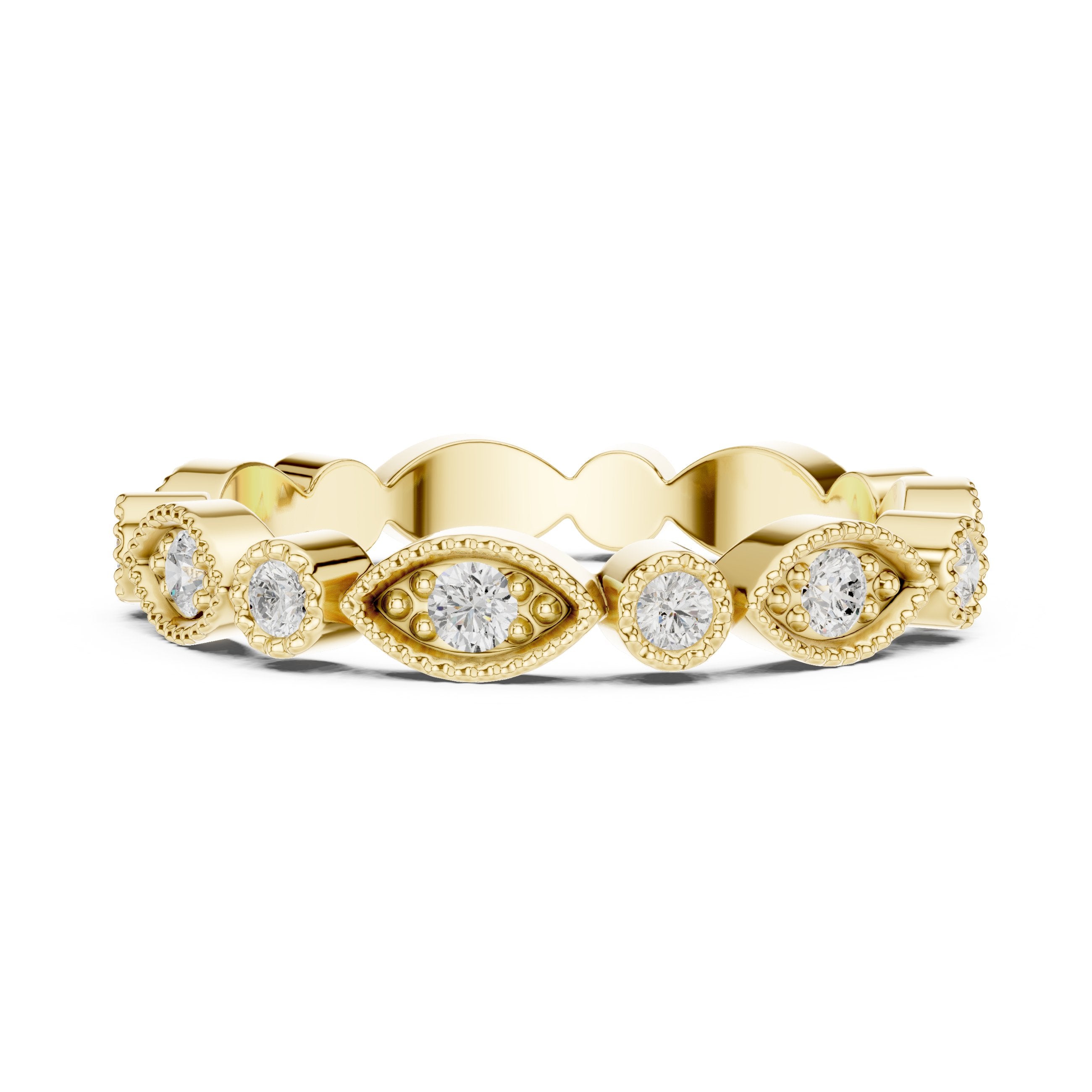 Frosted Geometric Diamond Engagement Ring in Yellow Gold - VYKA Diamonds