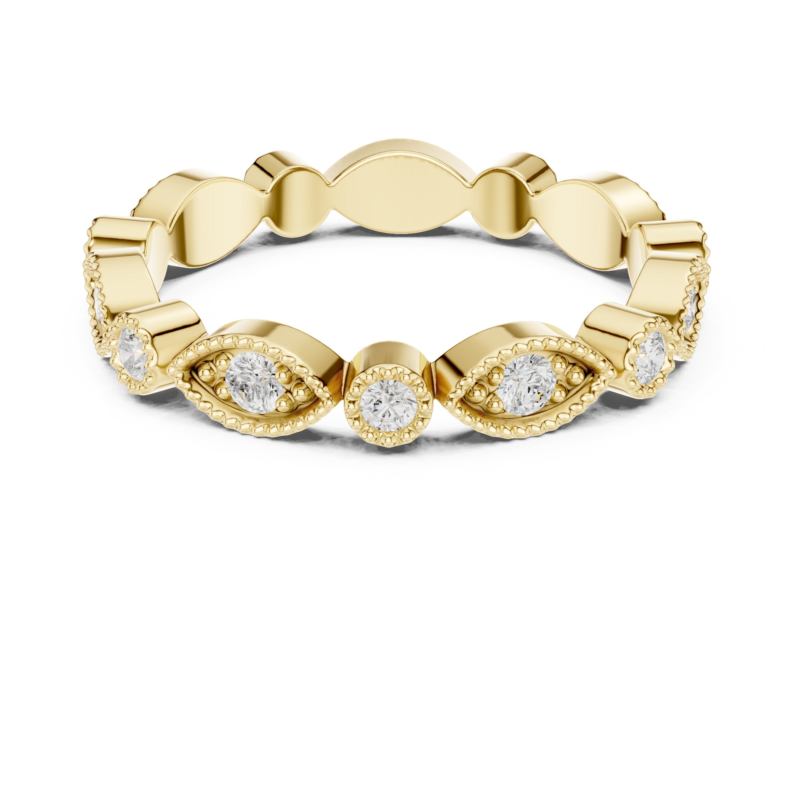 Frosted Geometric Diamond Engagement Ring in Yellow Gold - VYKA Diamonds