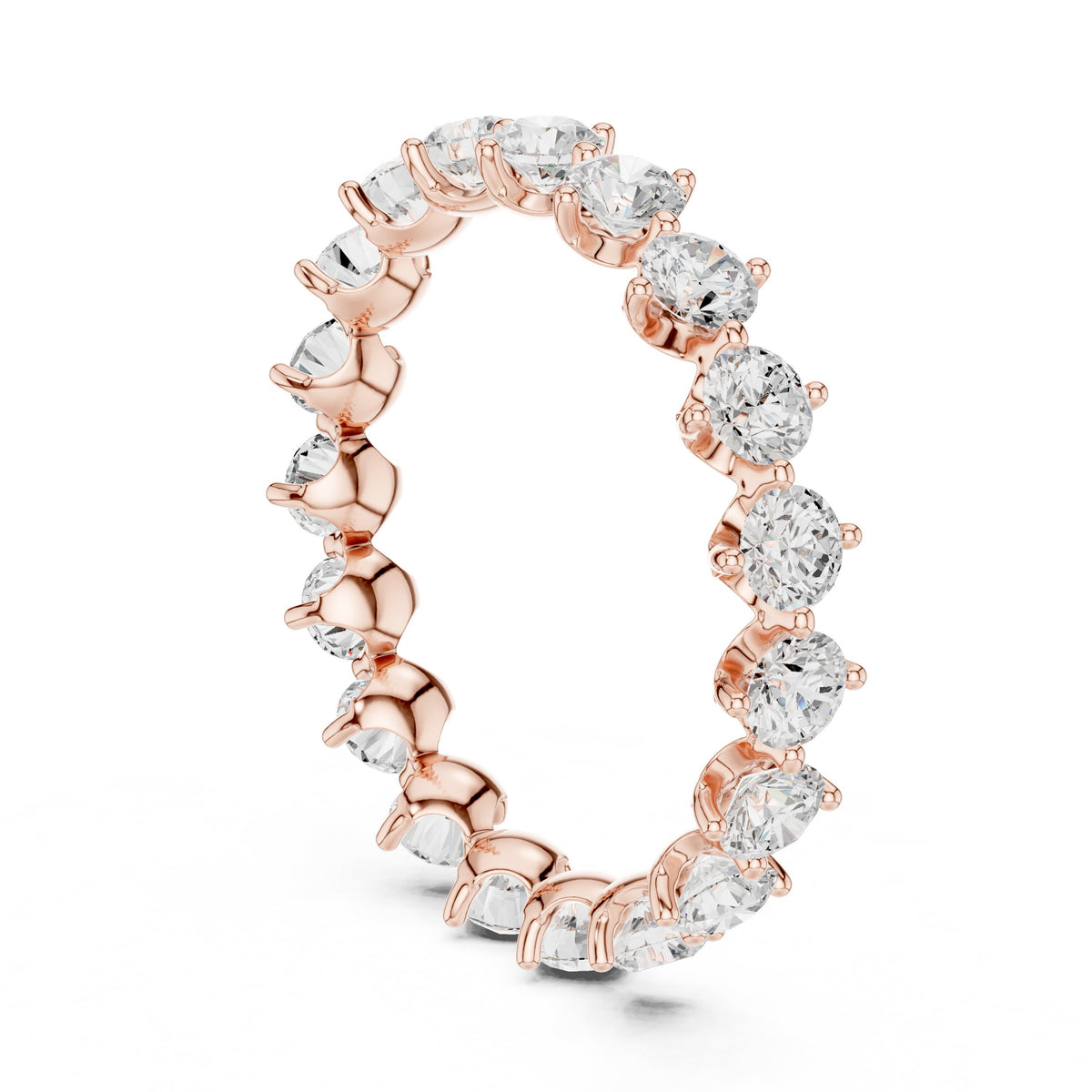 Round Diamond Alternating Claw Set Eternity Band