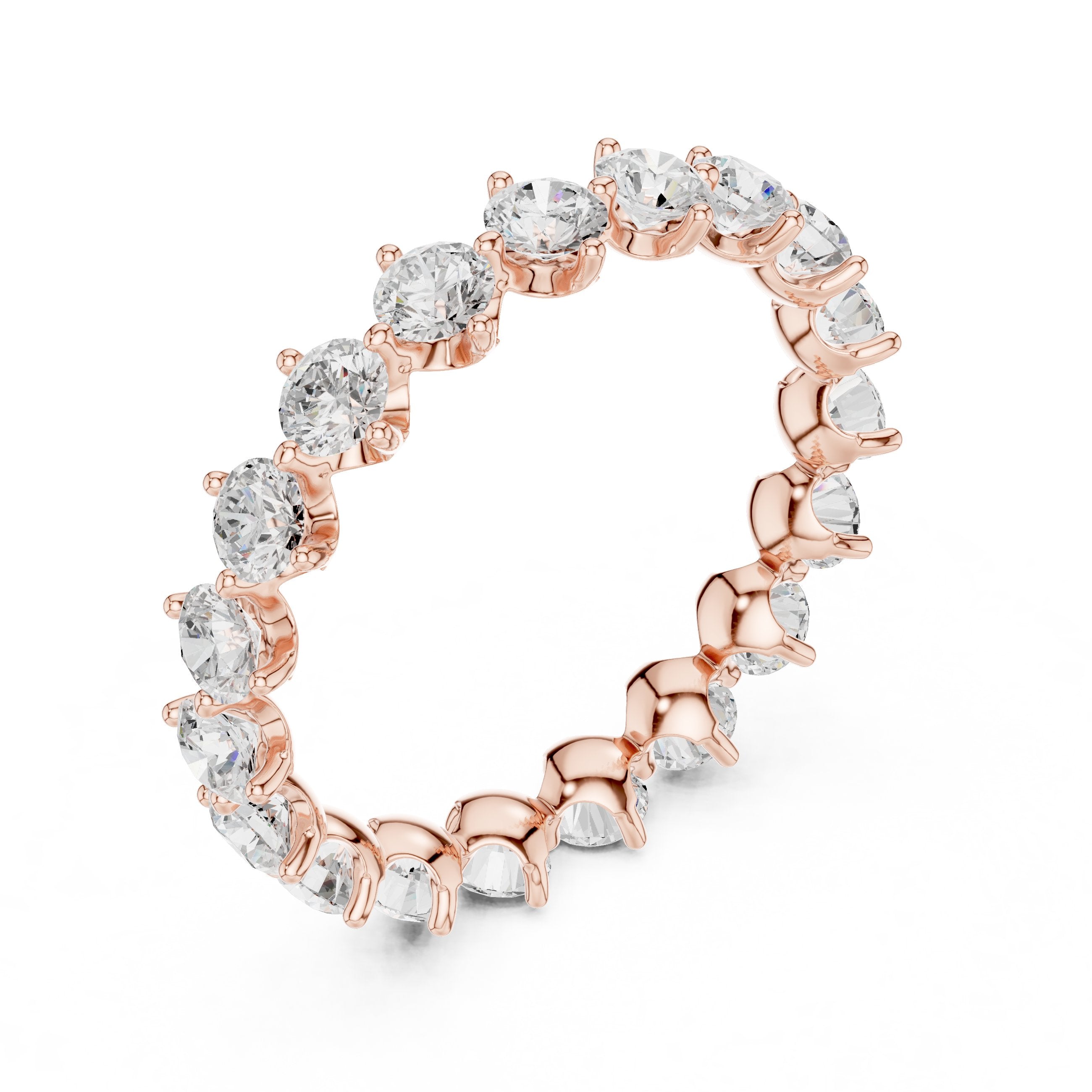 Round Diamond Alternating Claw Set Eternity Band in Rose Gold - VYKA Diamonds