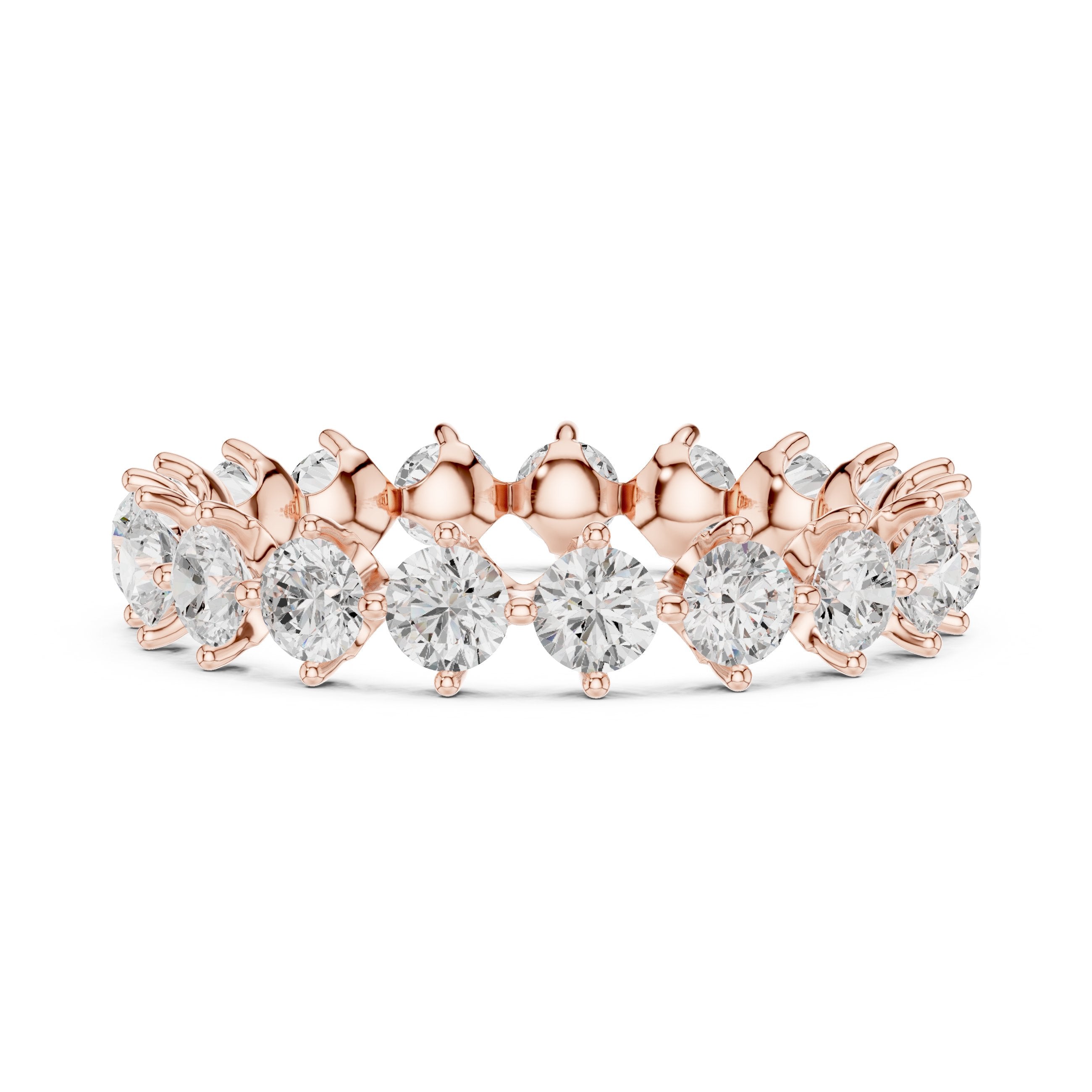 Round Diamond Alternating Claw Set Eternity Band in Rose Gold - VYKA Diamonds