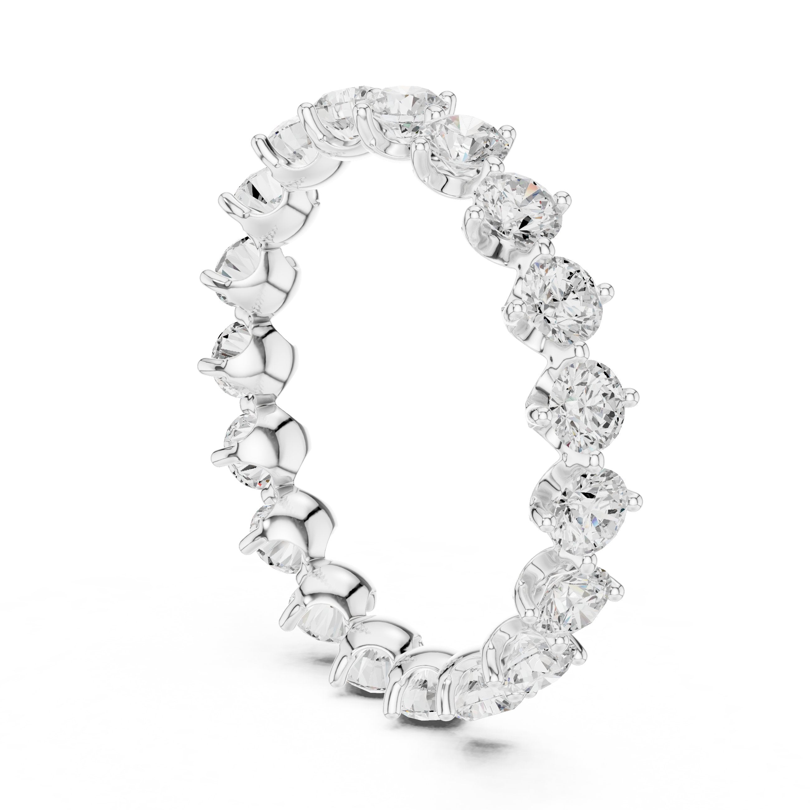 Round Diamond Alternating Claw Set Eternity Band in White Gold - VYKA Diamonds