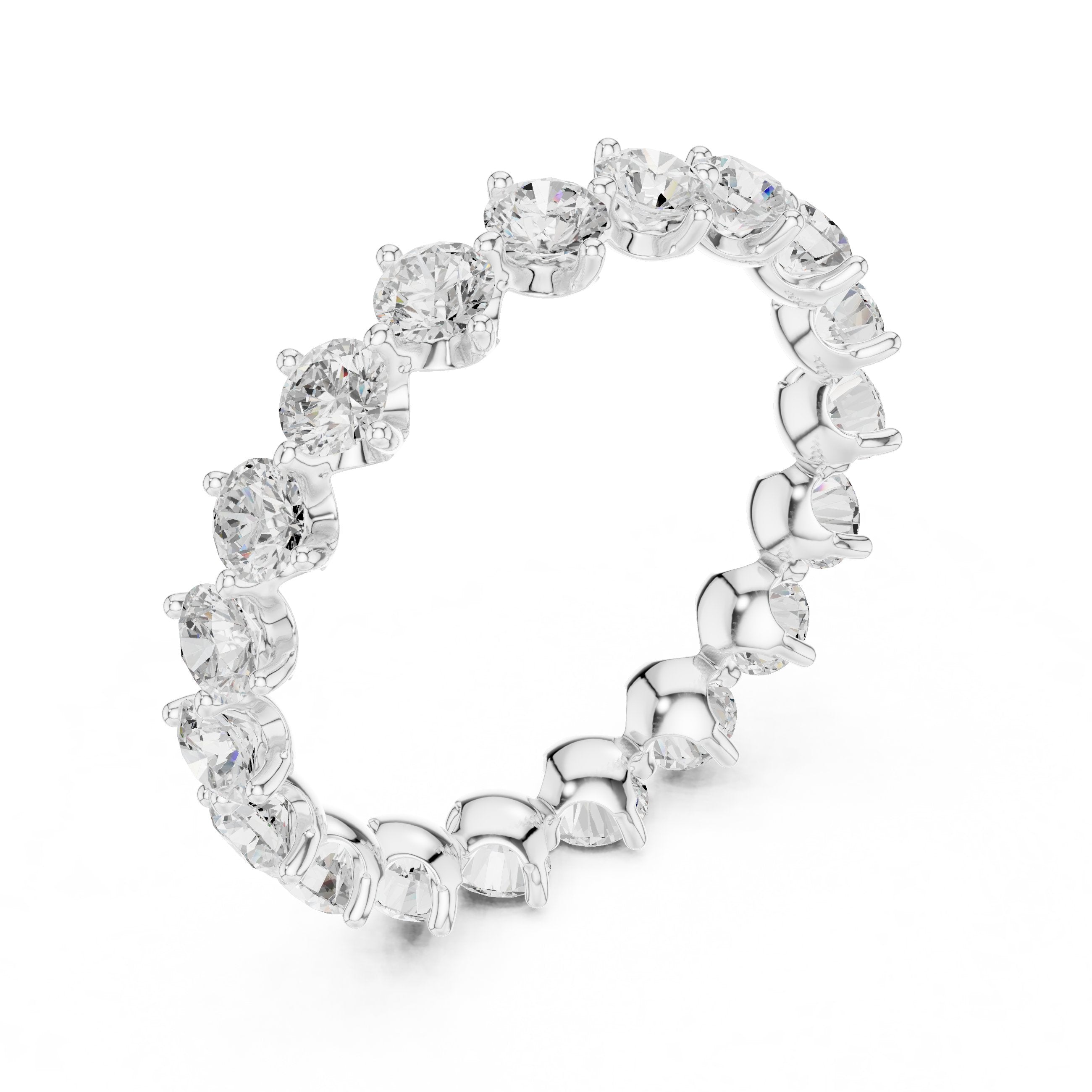 Round Diamond Alternating Claw Set Eternity Band in White Gold - VYKA Diamonds