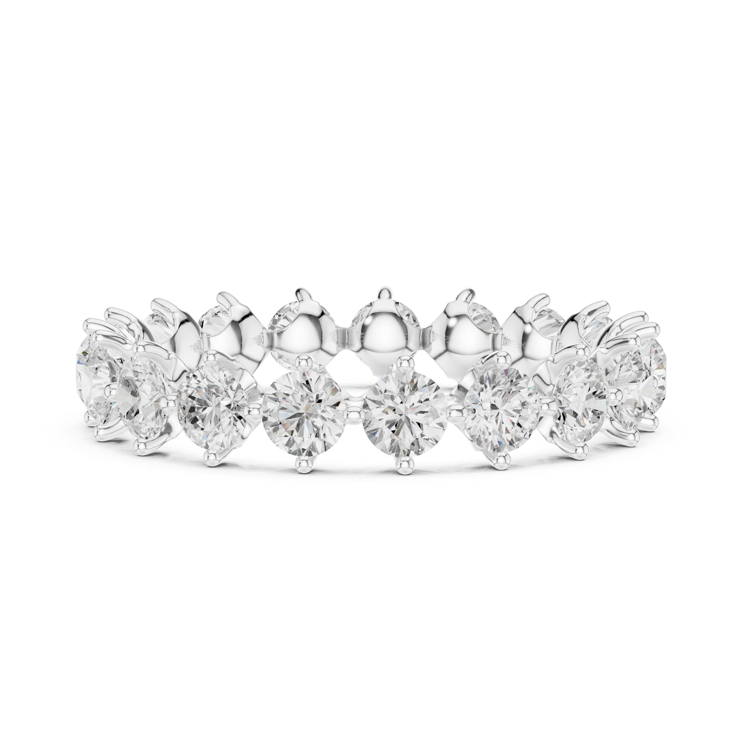 Round Diamond Alternating Claw Set Eternity Band in White Gold - VYKA Diamonds