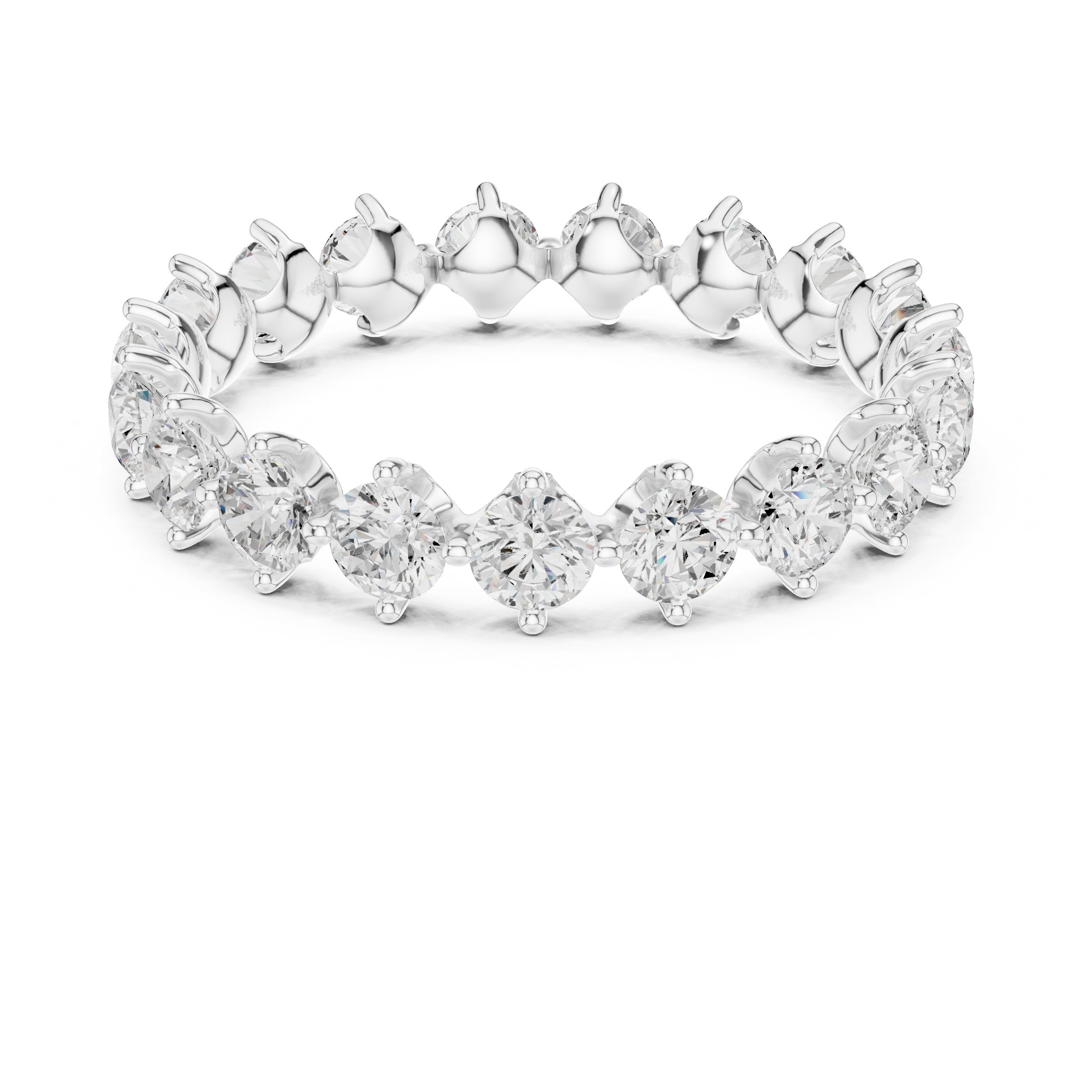 Round Diamond Alternating Claw Set Eternity Band in White Gold - VYKA Diamonds