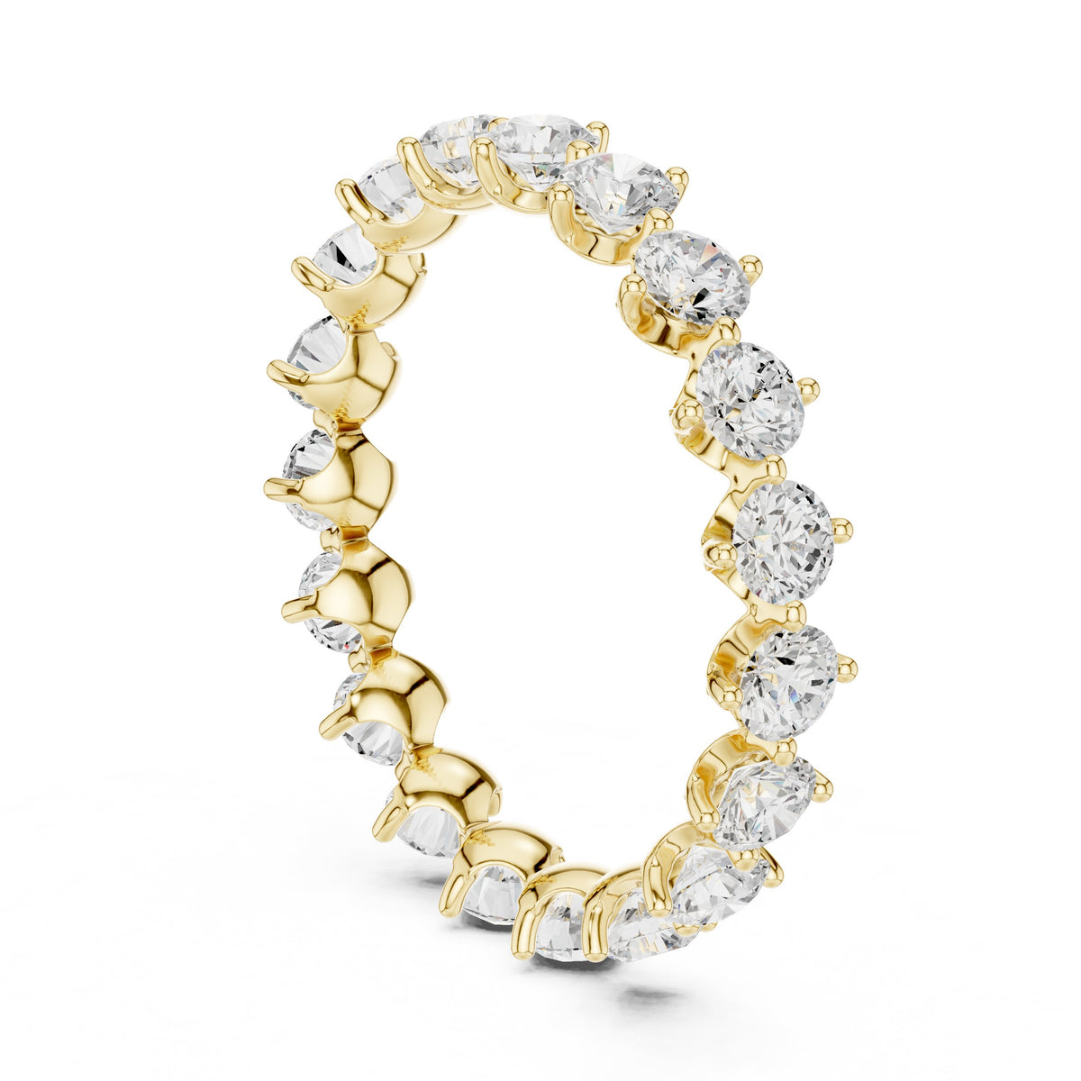 Round Diamond Alternating Claw Set Eternity Band