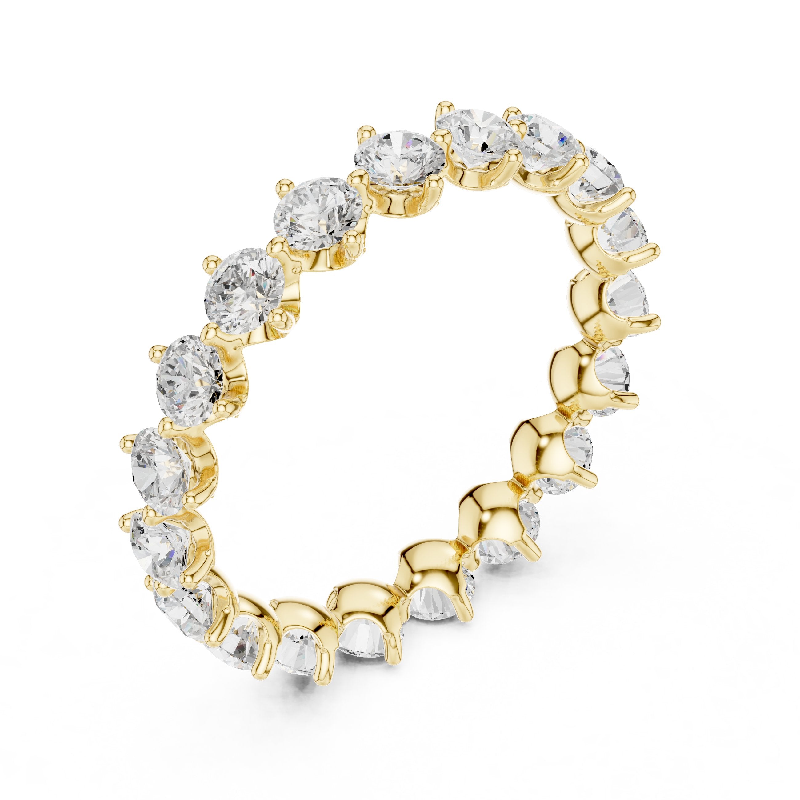 Round Diamond Alternating Claw Set Eternity Band in Yellow Gold - VYKA Diamonds