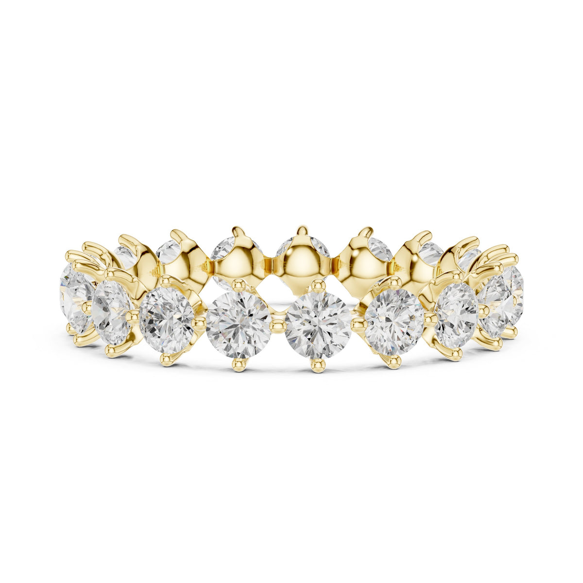 Round Diamond Alternating Claw Set Eternity Band
