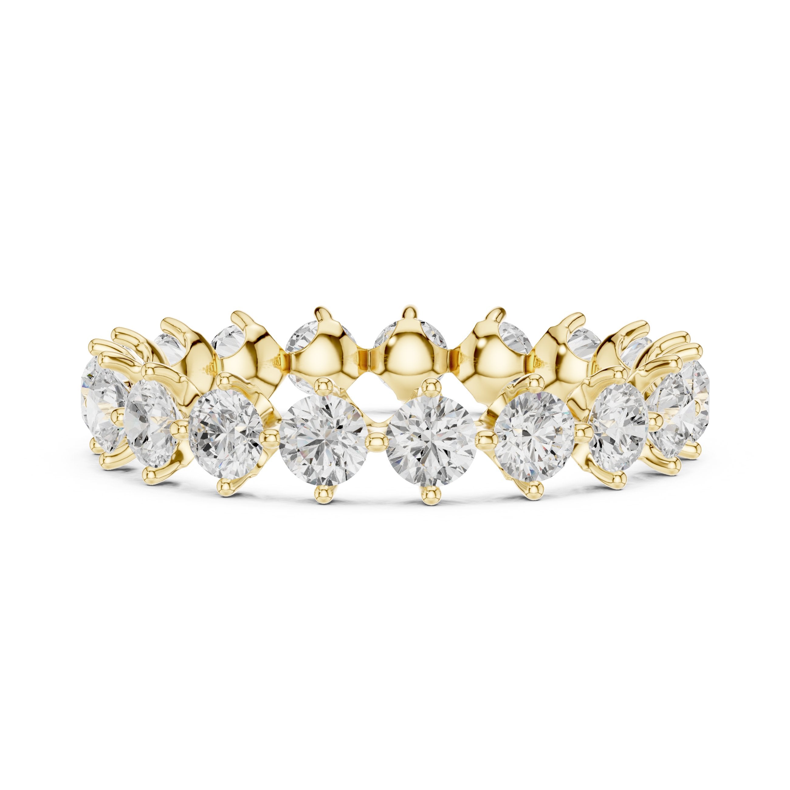 Round Diamond Alternating Claw Set Eternity Band in Yellow Gold - VYKA Diamonds