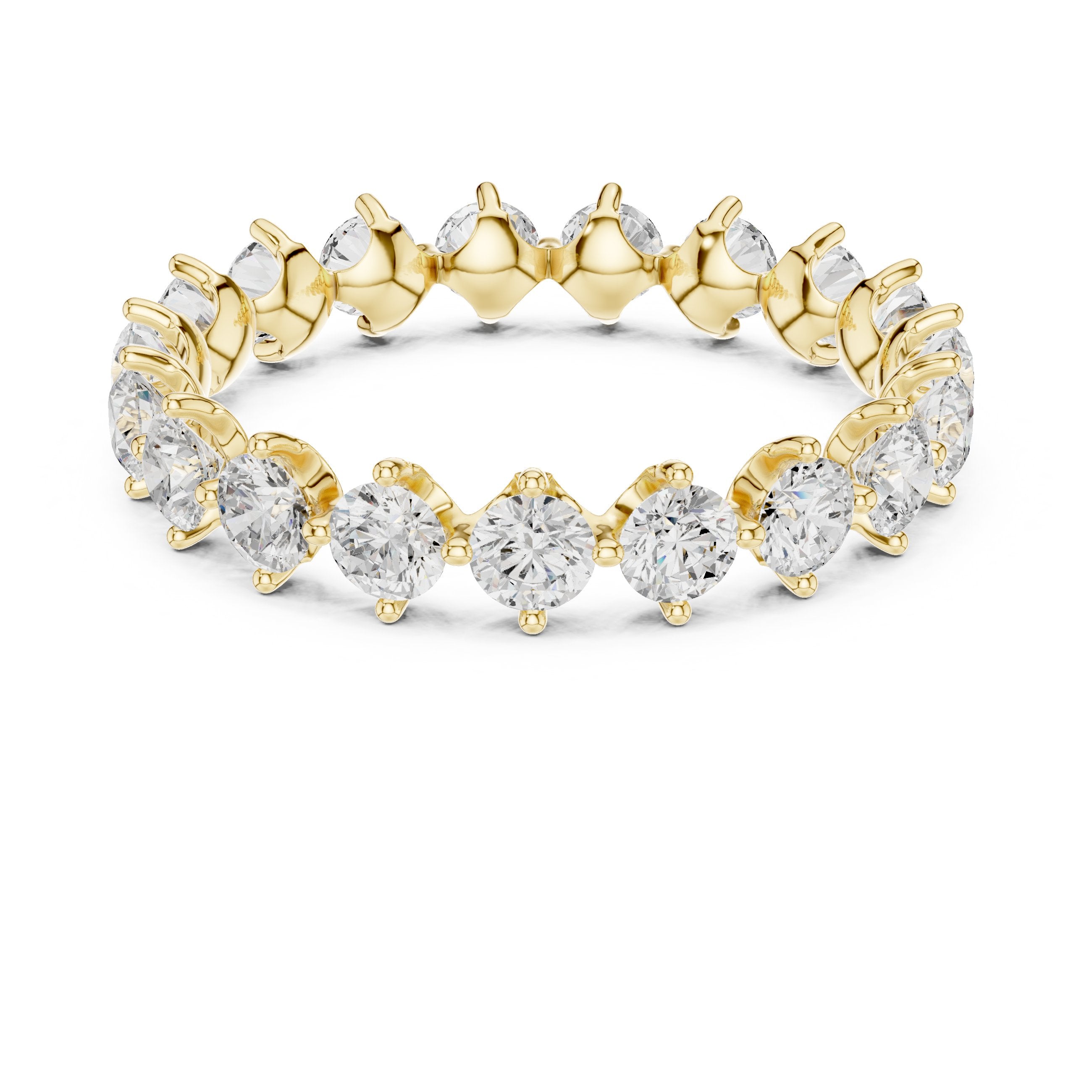 Round Diamond Alternating Claw Set Eternity Band in Yellow Gold - VYKA Diamonds