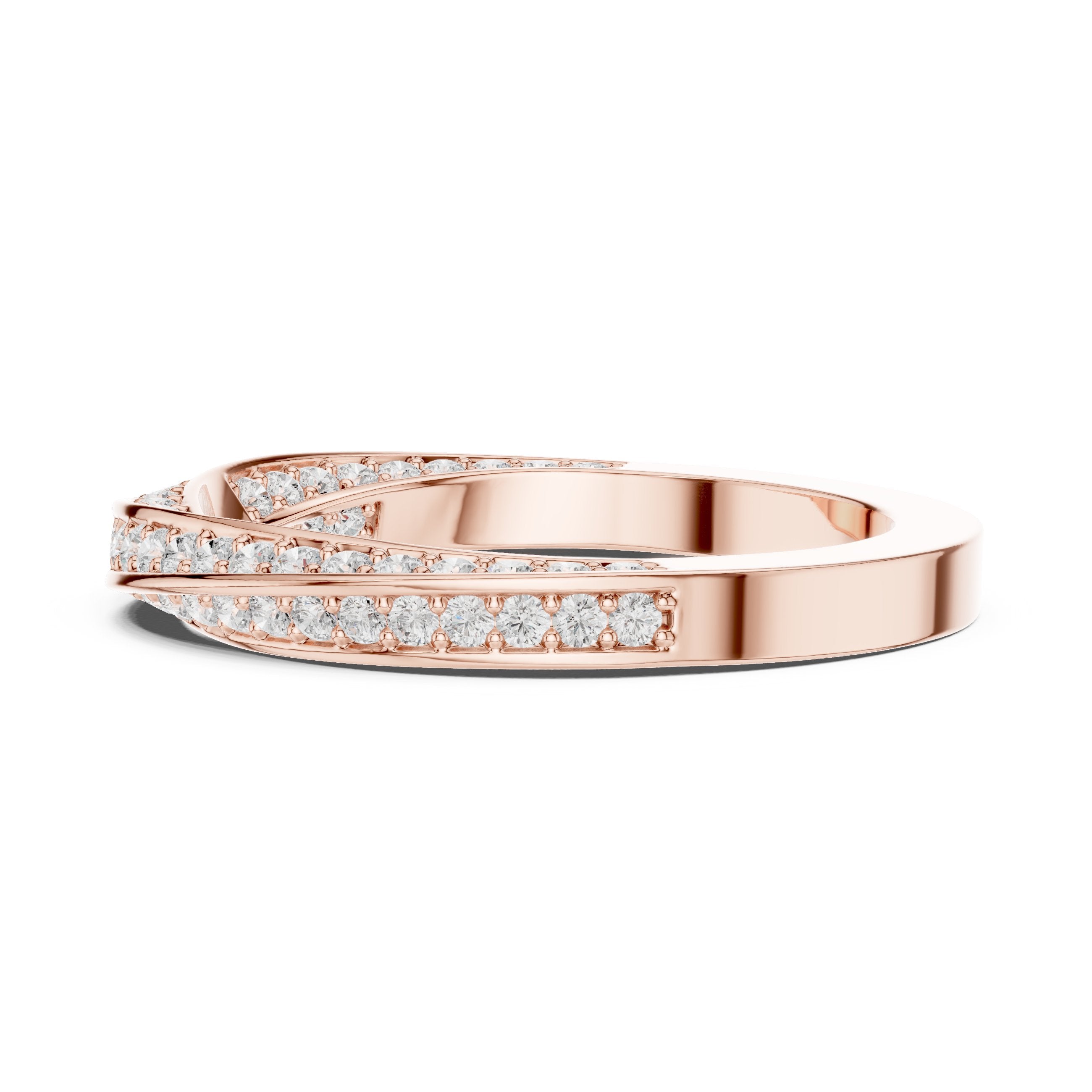 Round Diamond Twisted Pavé Eternity Band in Rose Gold - VYKA Diamonds