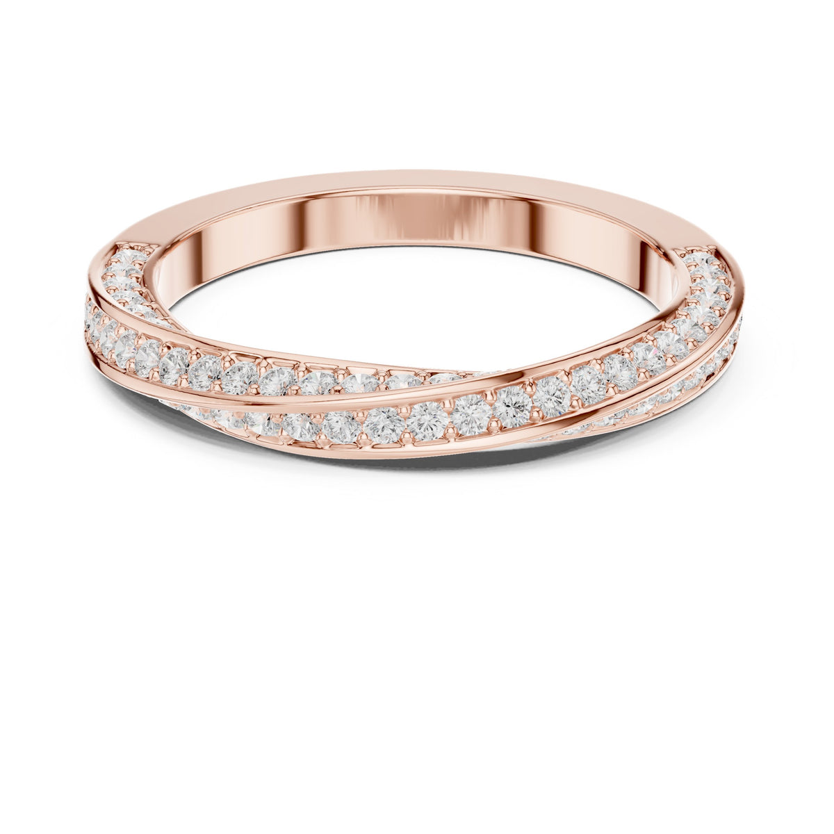 Round Diamond Twisted Pavé Eternity Band