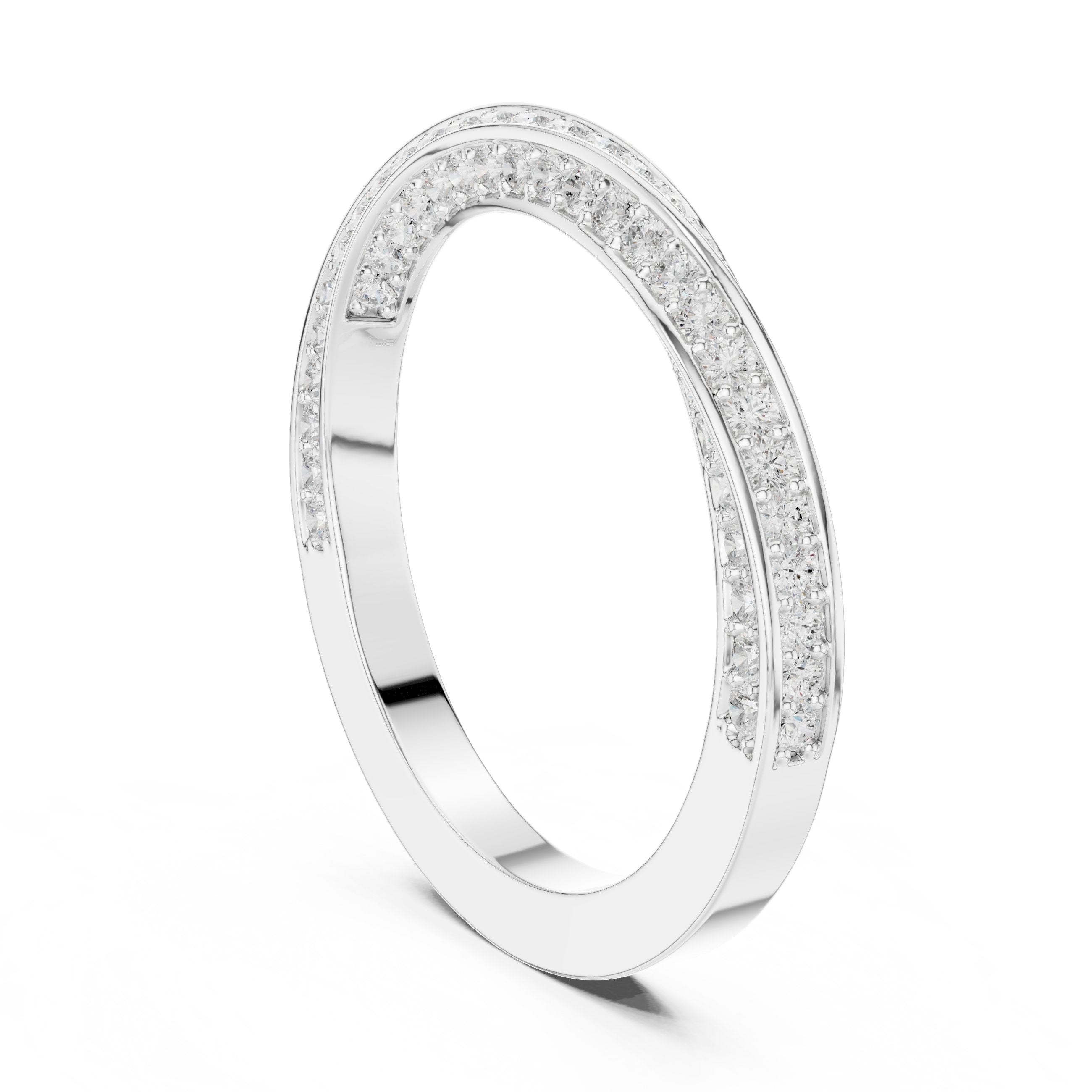 Round Diamond Twisted Pavé Eternity Band in White Gold - VYKA Diamonds