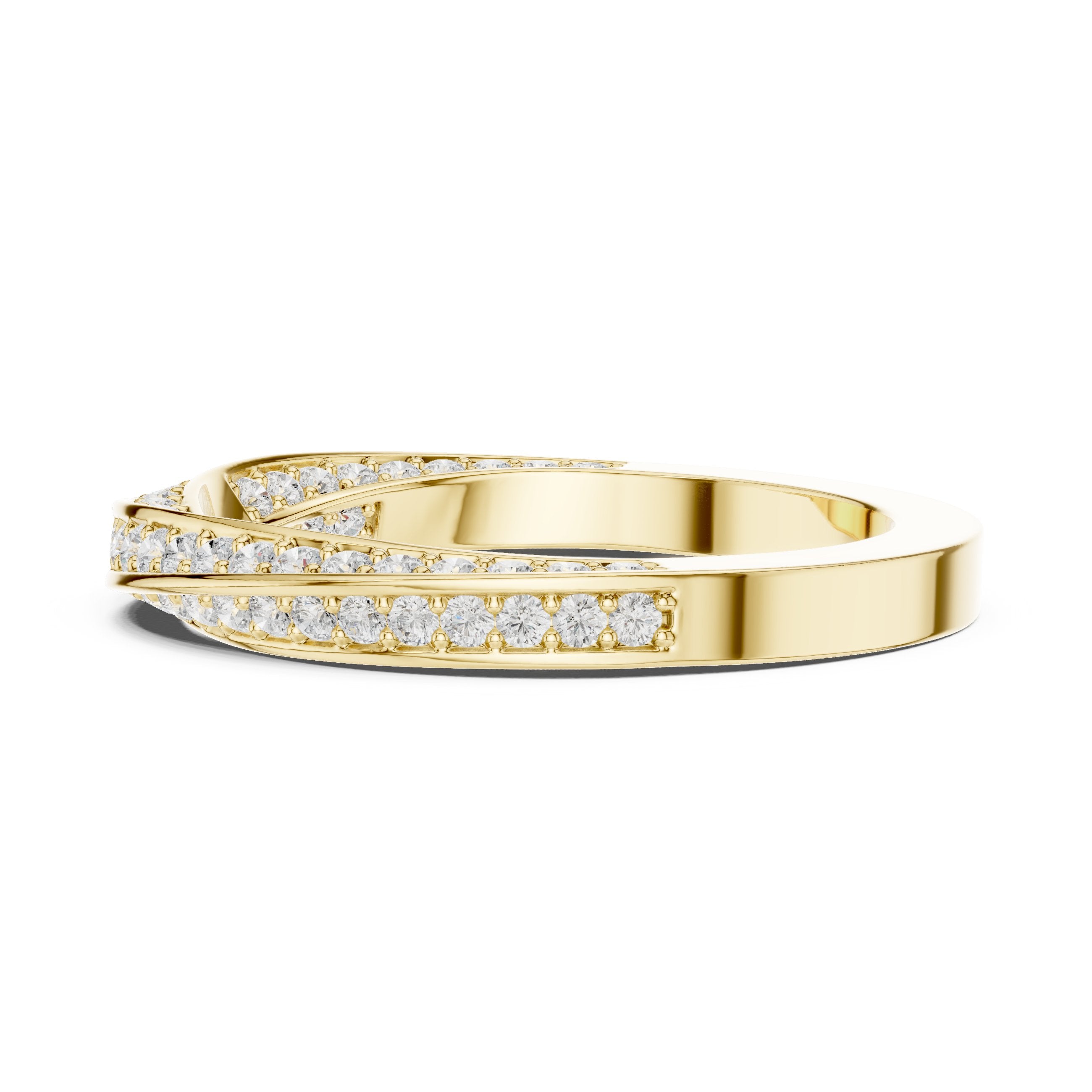 Round Diamond Twisted Pavé Eternity Band in Yellow Gold - VYKA Diamonds