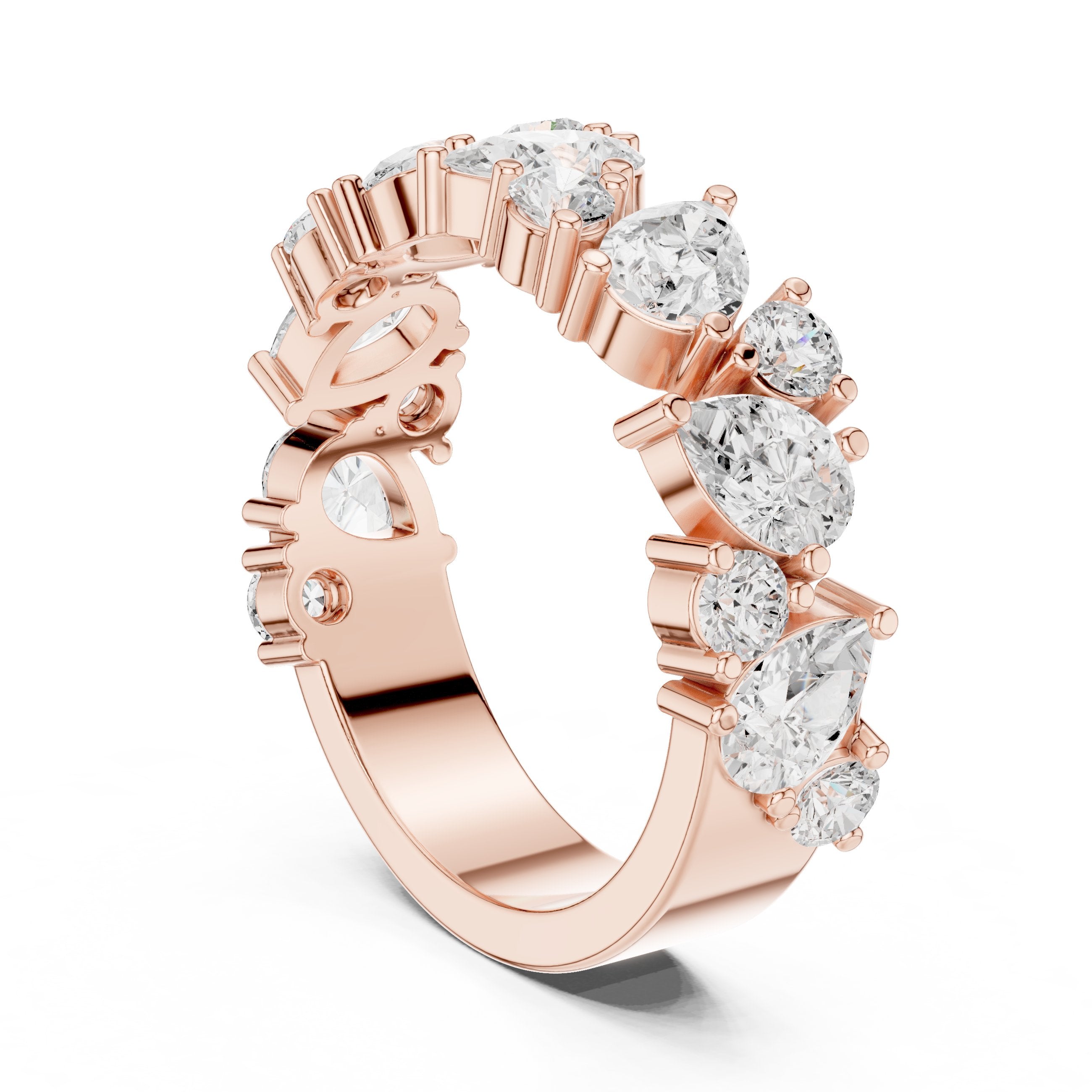 Pear and Marquise Alternating Diamond Eternity Band in Rose Gold - VYKA Diamonds