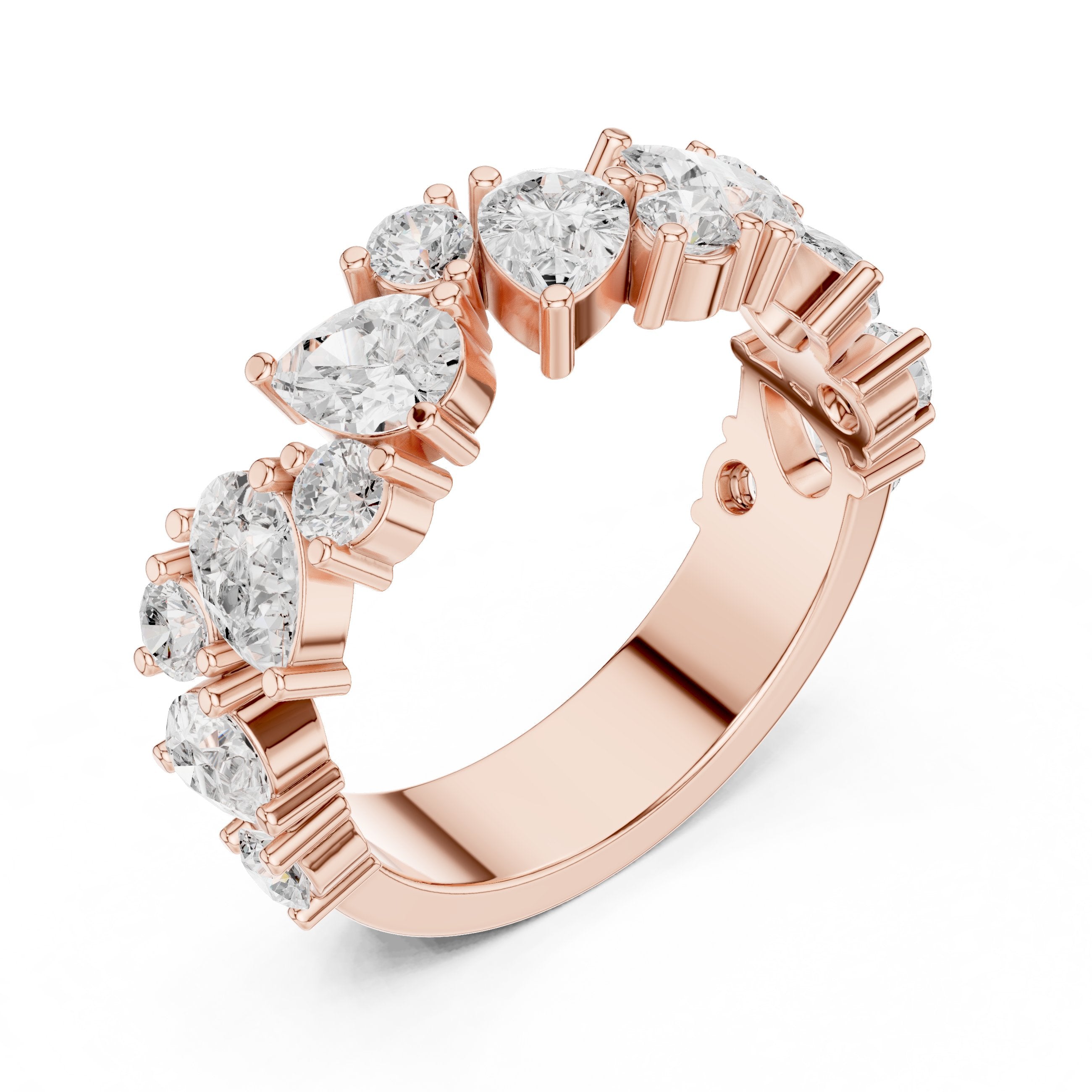 Pear and Marquise Alternating Diamond Eternity Band in Rose Gold - VYKA Diamonds