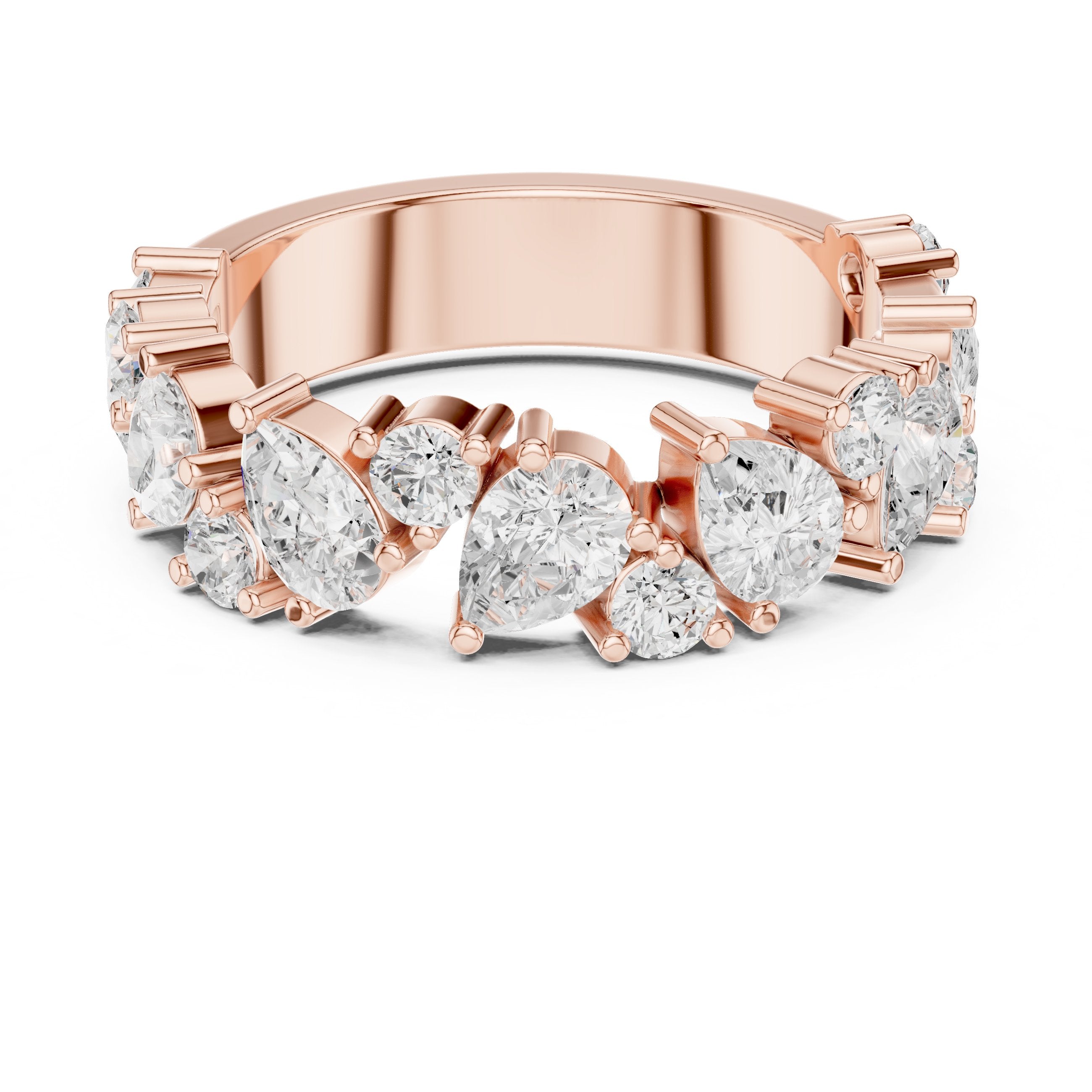 Pear and Marquise Alternating Diamond Eternity Band in Rose Gold - VYKA Diamonds