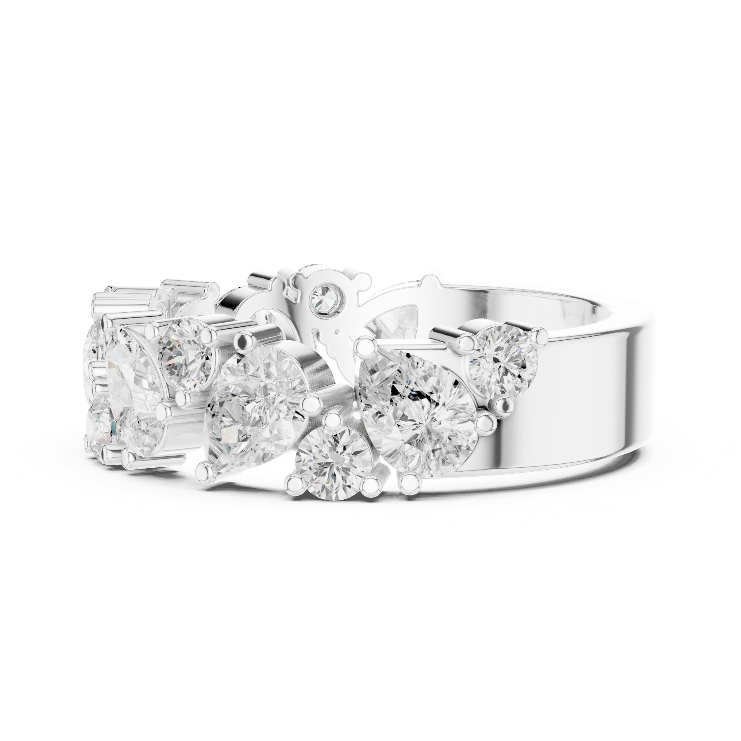 Pear and Marquise Alternating Diamond Eternity Band in White Gold - VYKA Diamonds