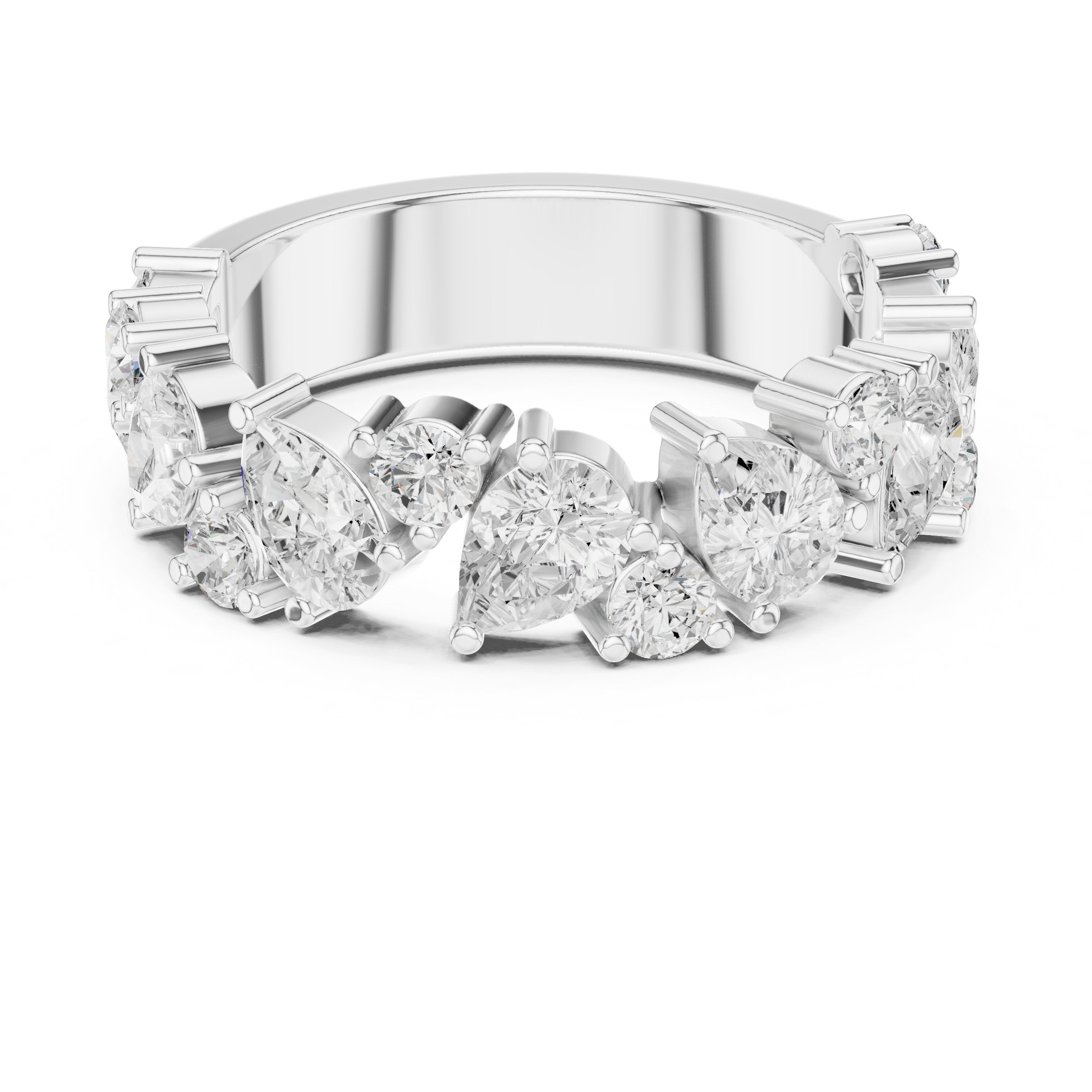 Pear and Marquise Alternating Diamond Eternity Band in White Gold - VYKA Diamonds