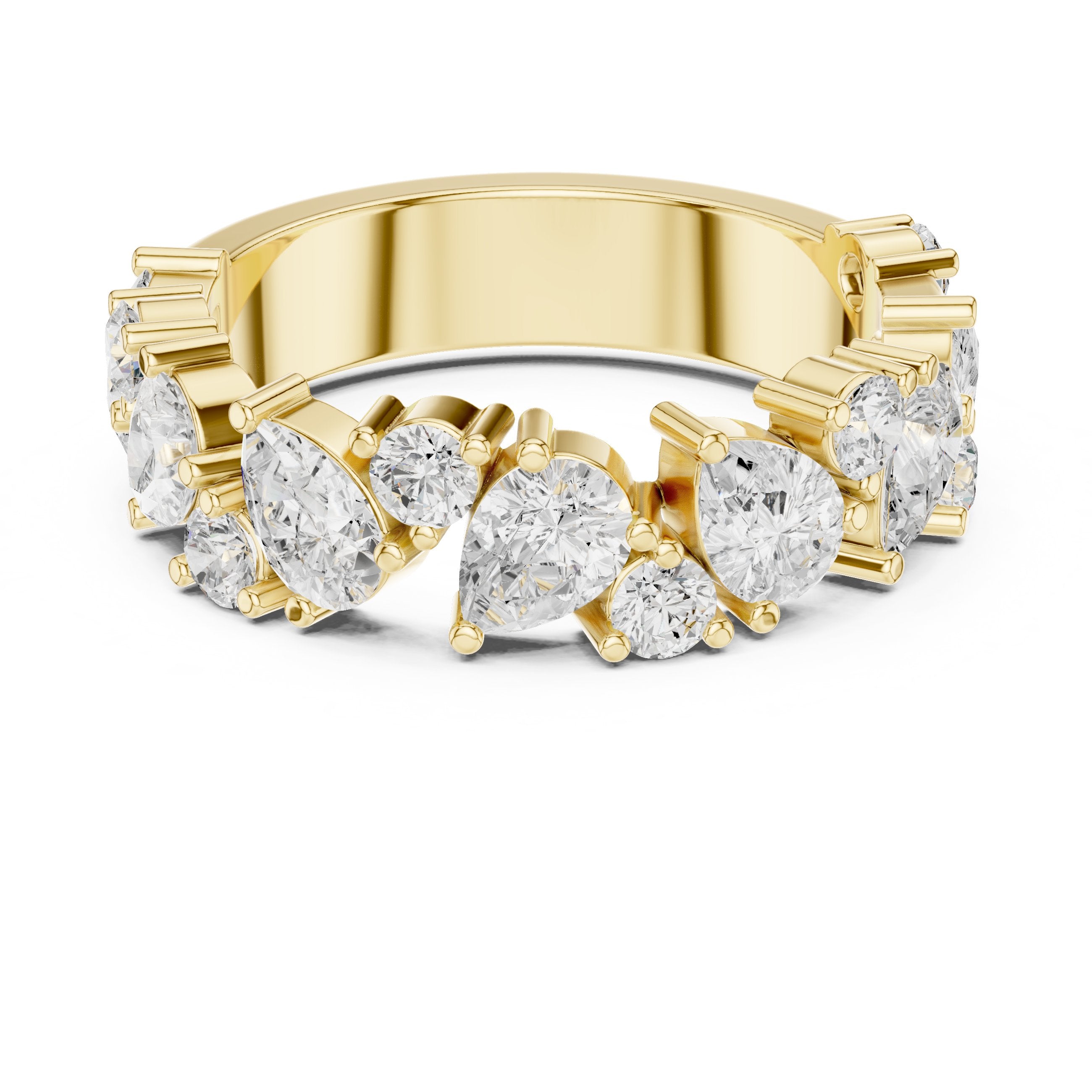 Pear and Marquise Alternating Diamond Eternity Band in Yellow Gold - VYKA Diamonds
