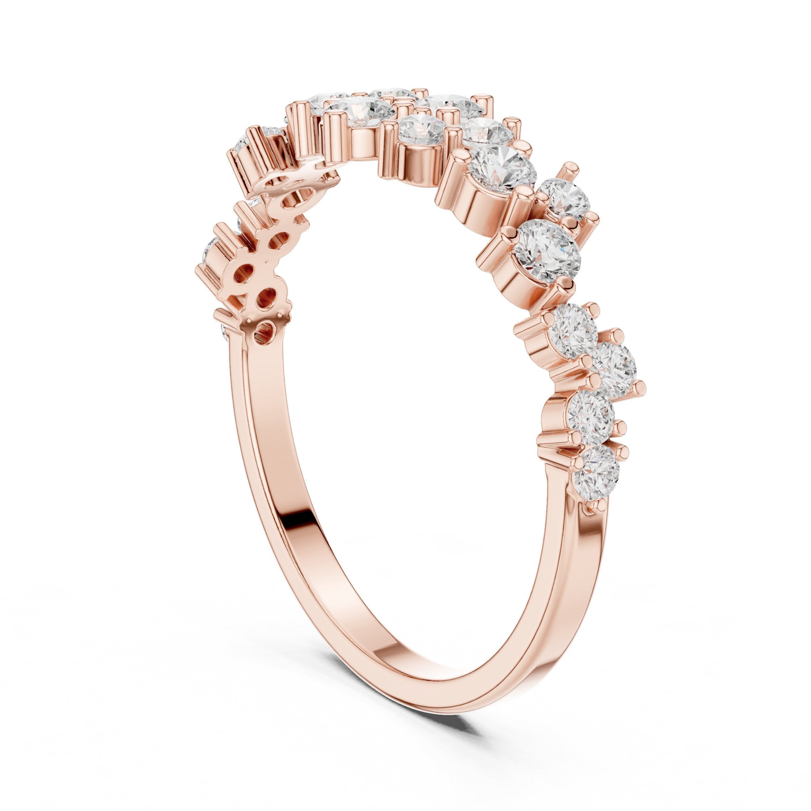 Round Diamond Cluster Wedding Band in Rose Gold - VYKA Diamonds