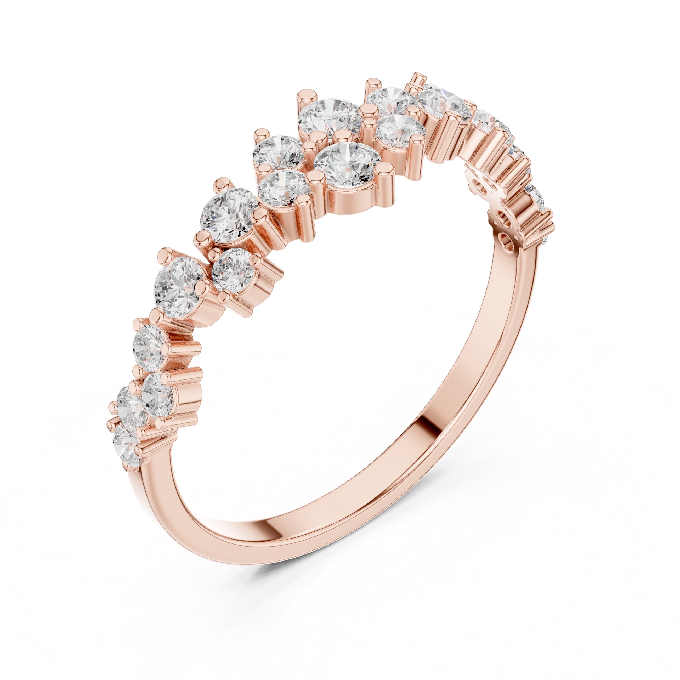 Round Diamond Cluster Wedding Band in Rose Gold - VYKA Diamonds