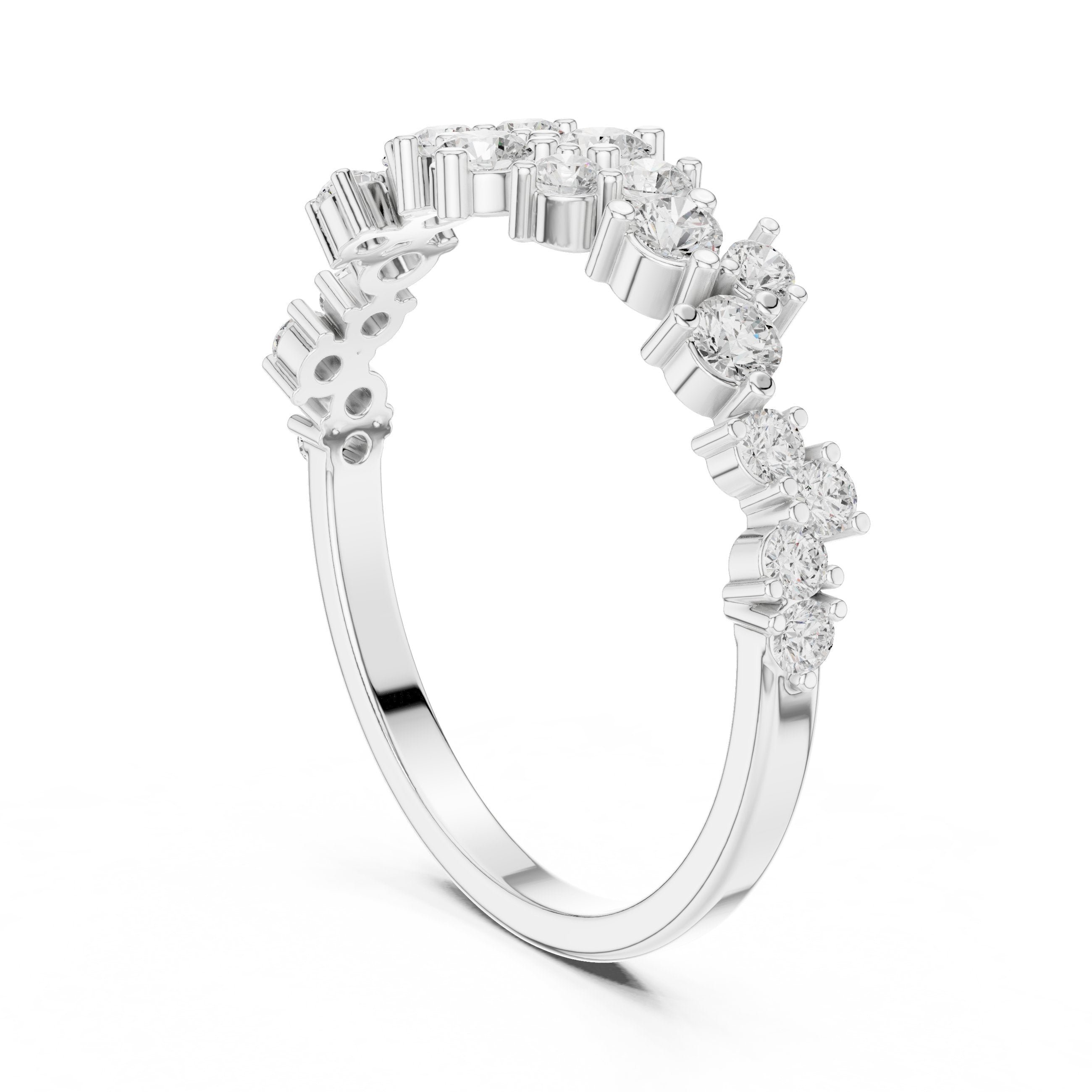 Round Diamond Cluster Wedding Band in White Gold - VYKA Diamonds