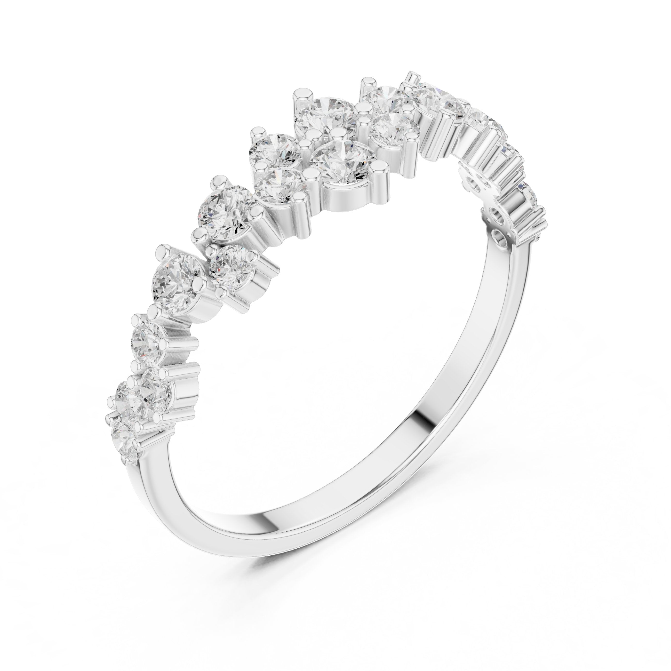 Round Diamond Cluster Wedding Band in White Gold - VYKA Diamonds
