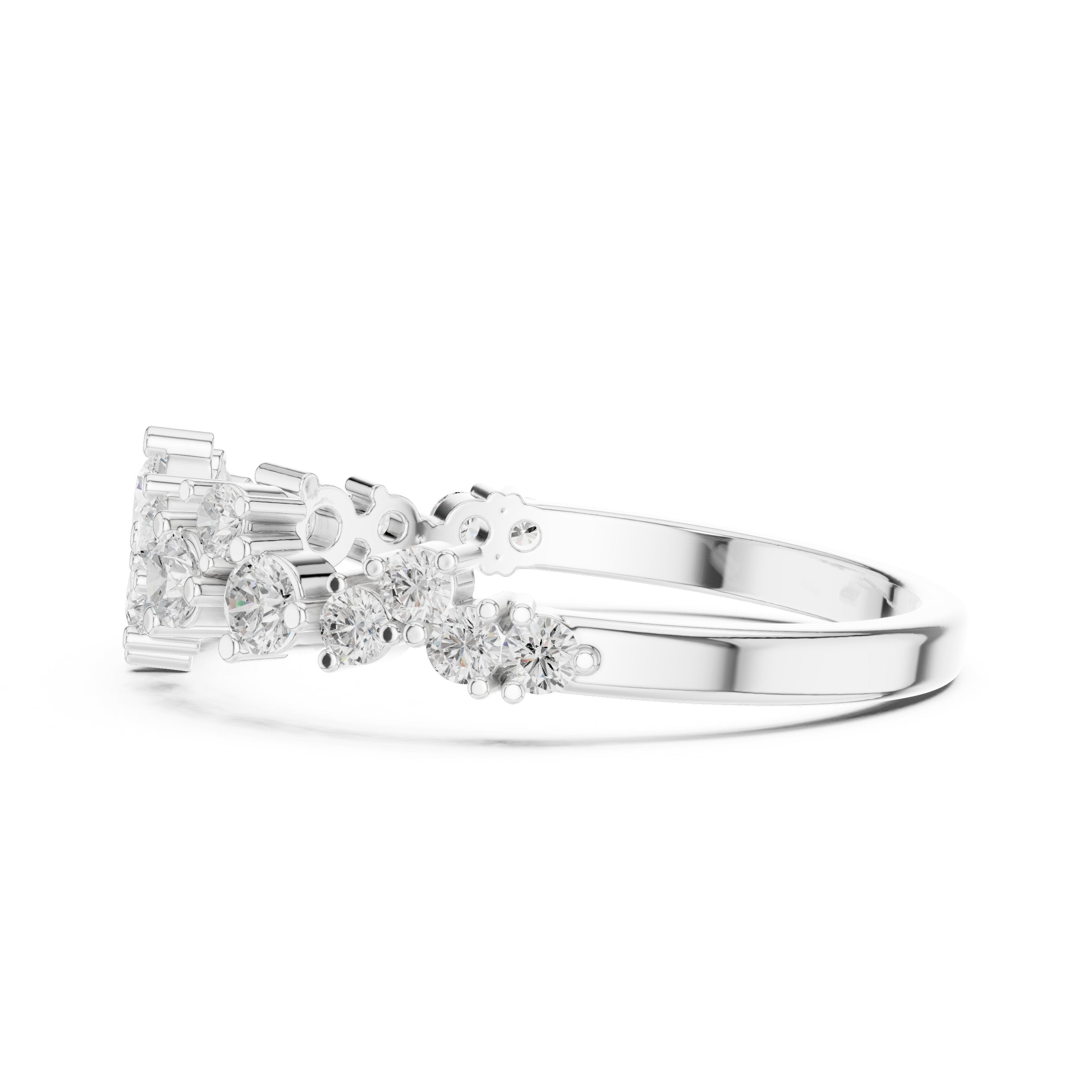 Round Diamond Cluster Wedding Band in White Gold - VYKA Diamonds