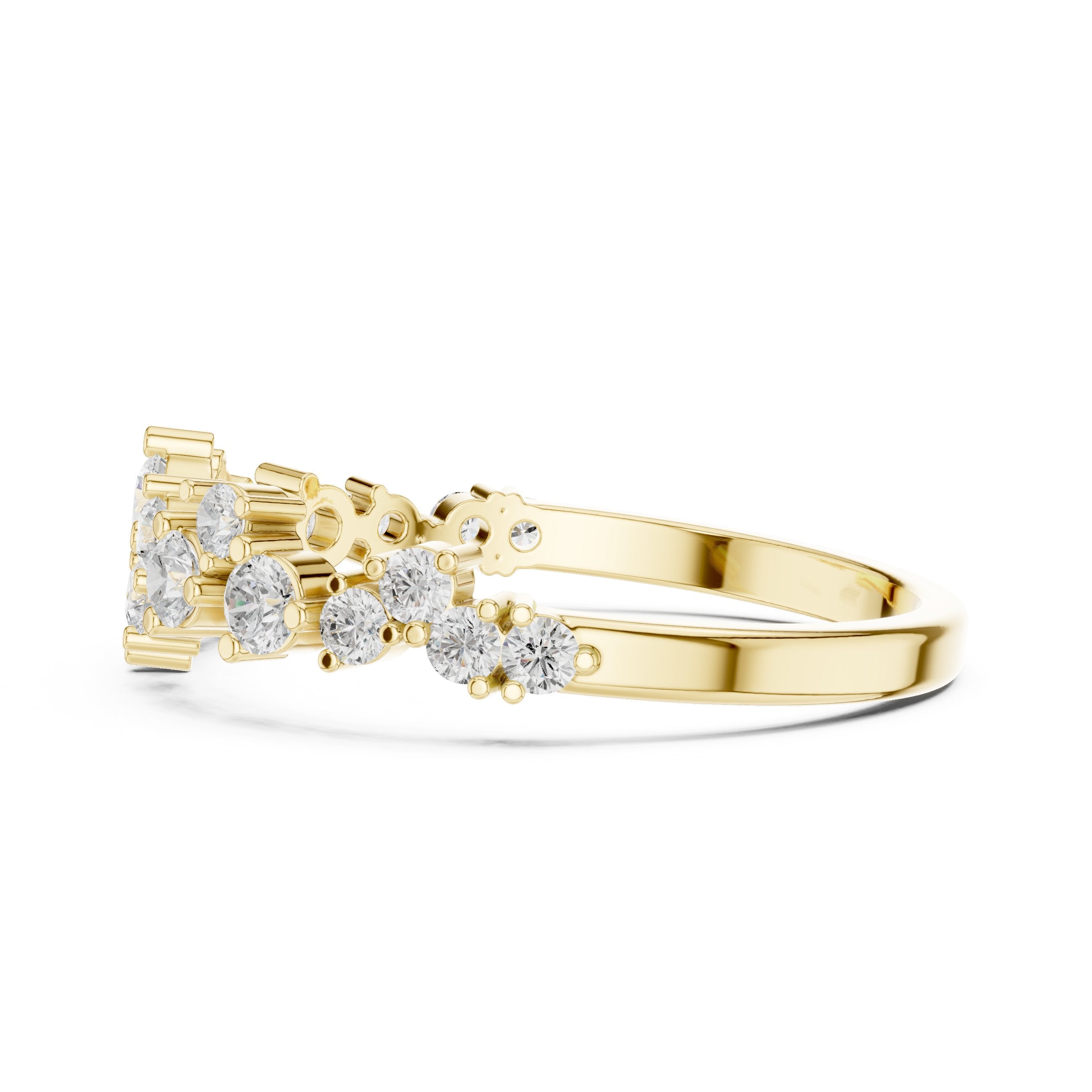 Round Diamond Cluster Wedding Band in Yellow Gold - VYKA Diamonds