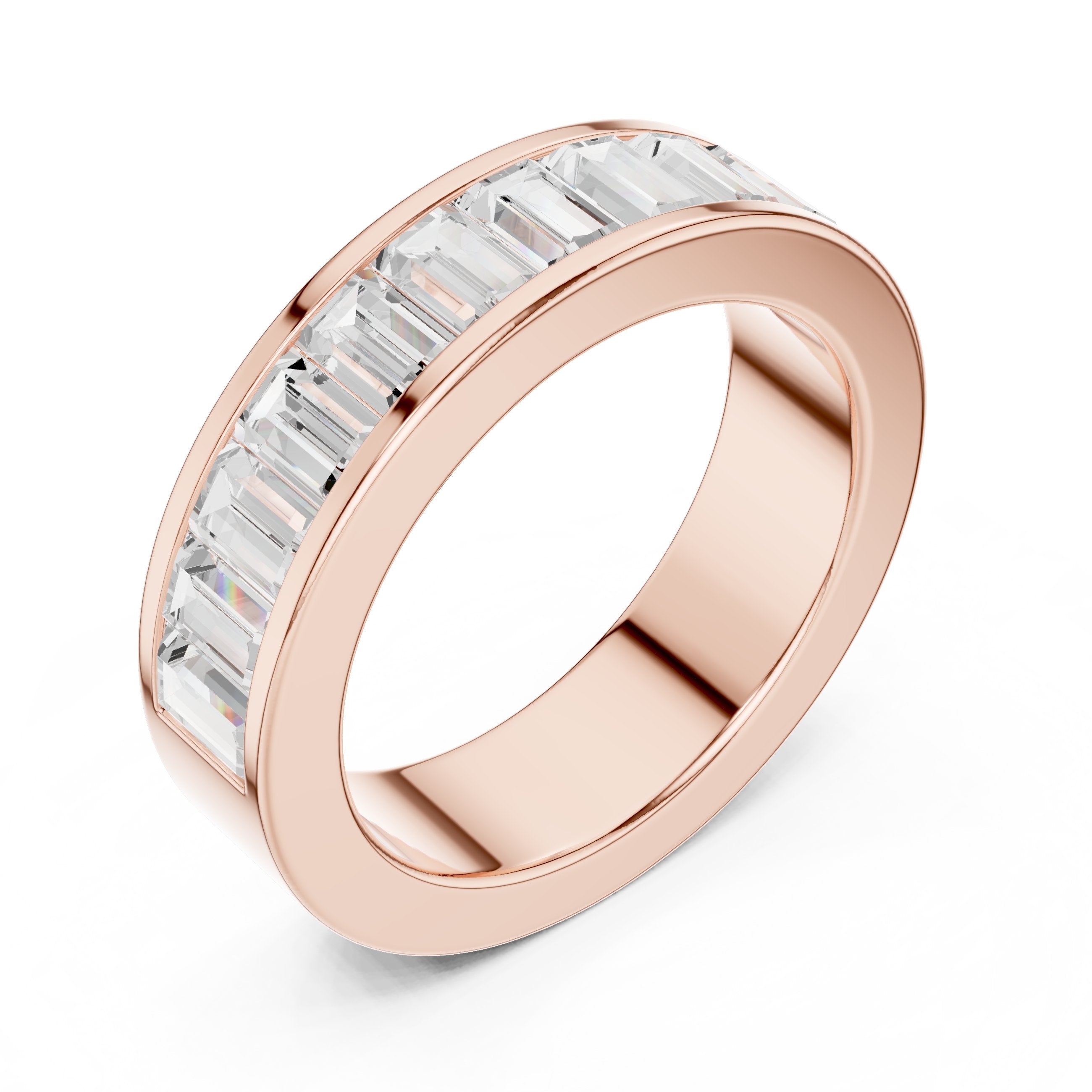Baguette Diamond Channel Set Wedding Band in Rose Gold - VYKA Diamonds