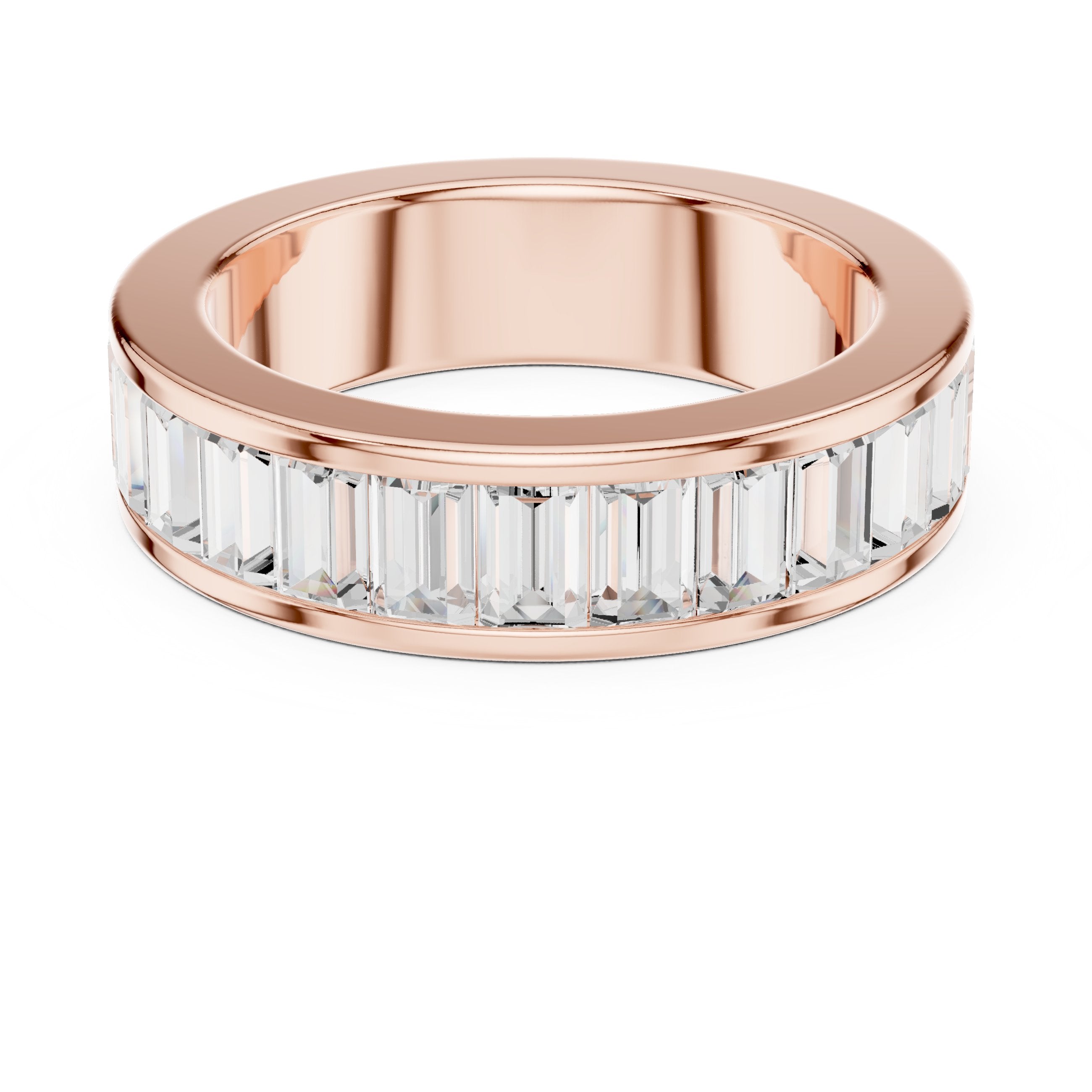 Baguette Diamond Channel Set Wedding Band in Rose Gold - VYKA Diamonds