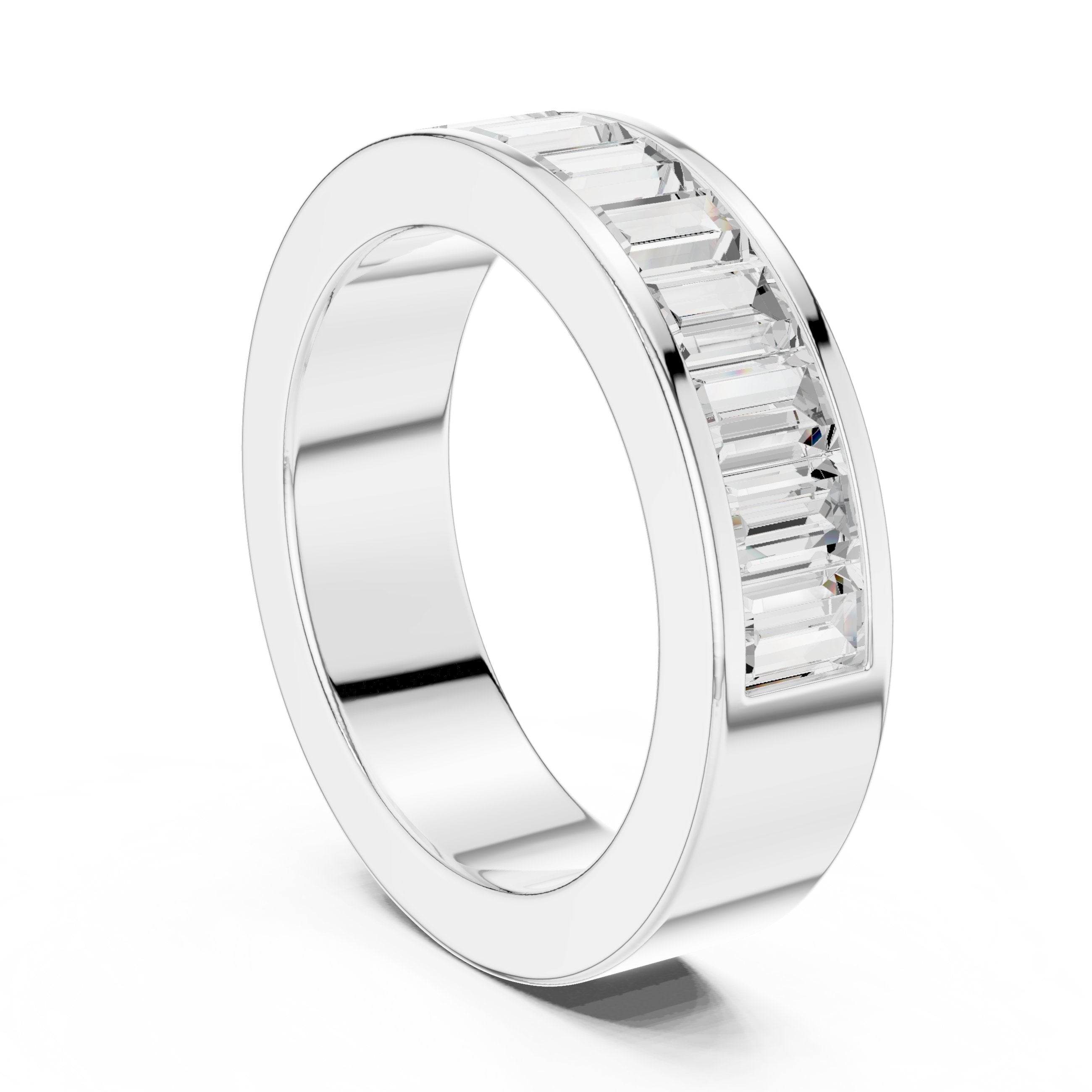 Baguette Diamond Channel Set Wedding Band in White Gold - VYKA Diamonds