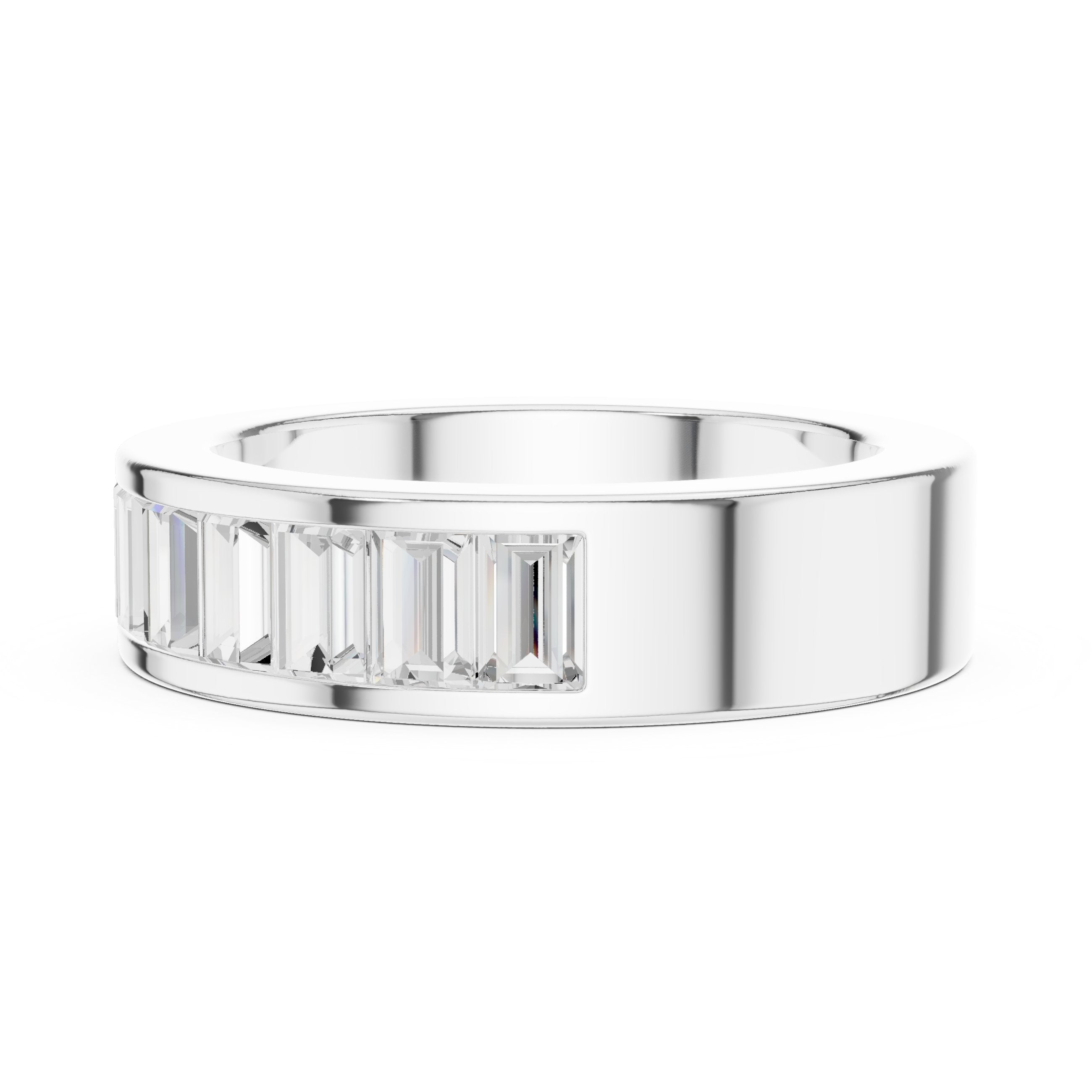 Baguette Diamond Channel Set Wedding Band in White Gold - VYKA Diamonds
