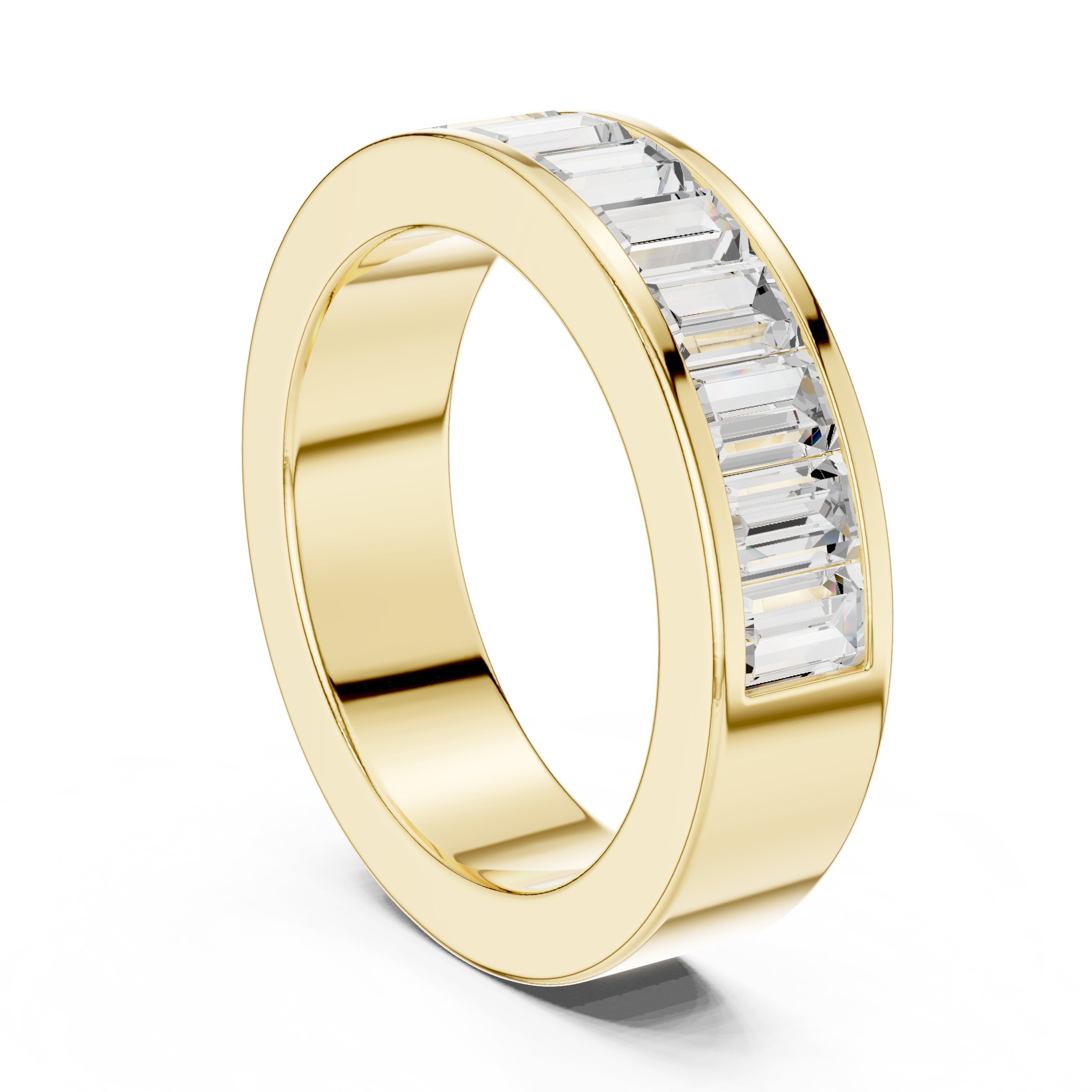 Baguette Diamond Channel Set Wedding Band in Yellow Gold - VYKA Diamonds