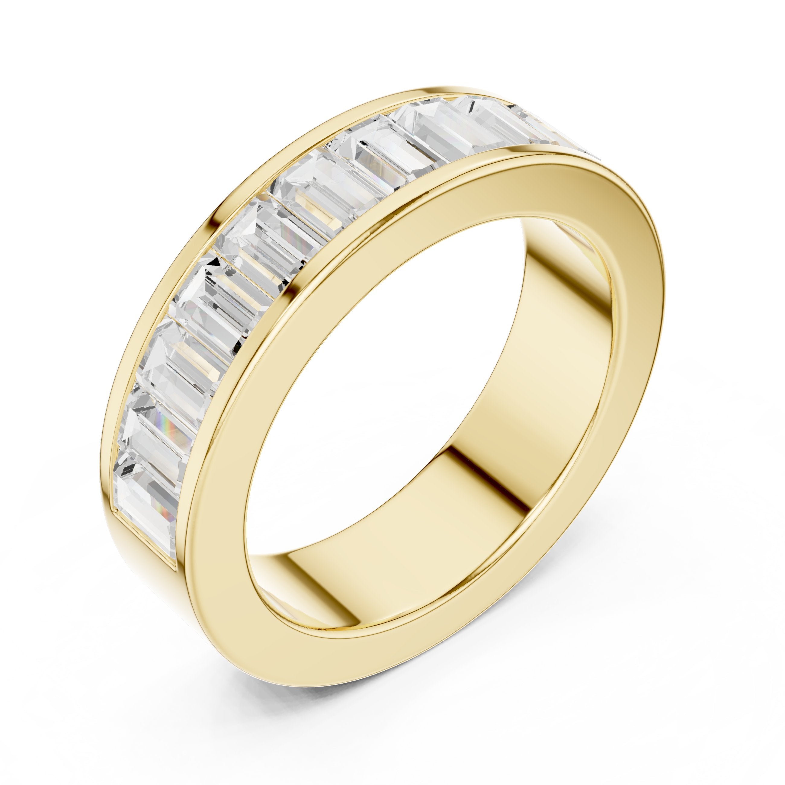 Baguette Diamond Channel Set Wedding Band in Yellow Gold - VYKA Diamonds