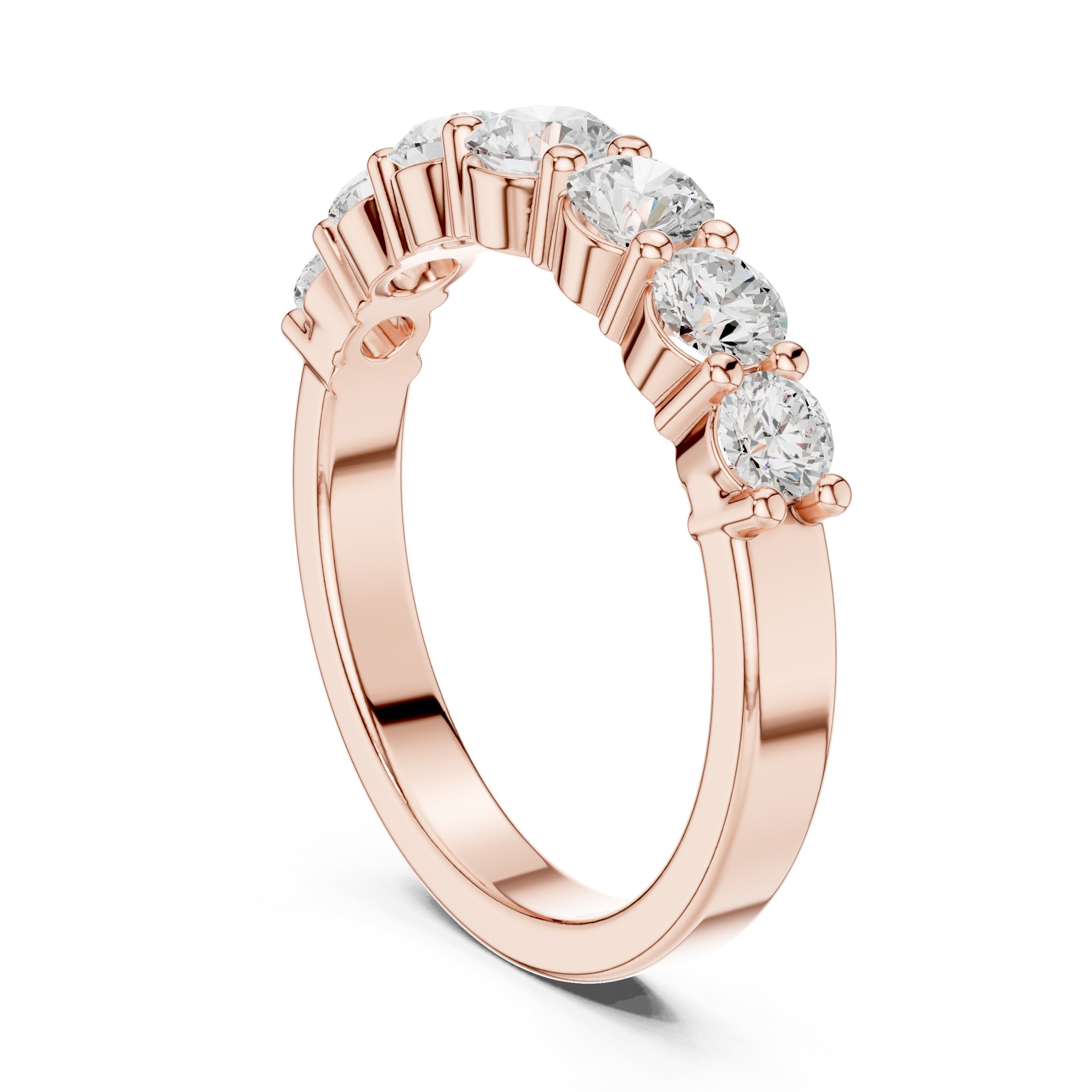 Round Diamond Seven Stone Anniversary Band in Rose Gold - VYKA Diamonds